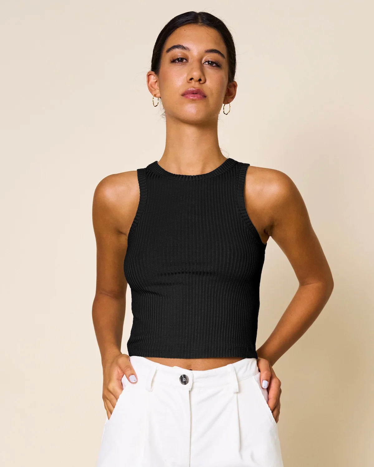 Crop Top - Tencel Porto - Black - collab zürich