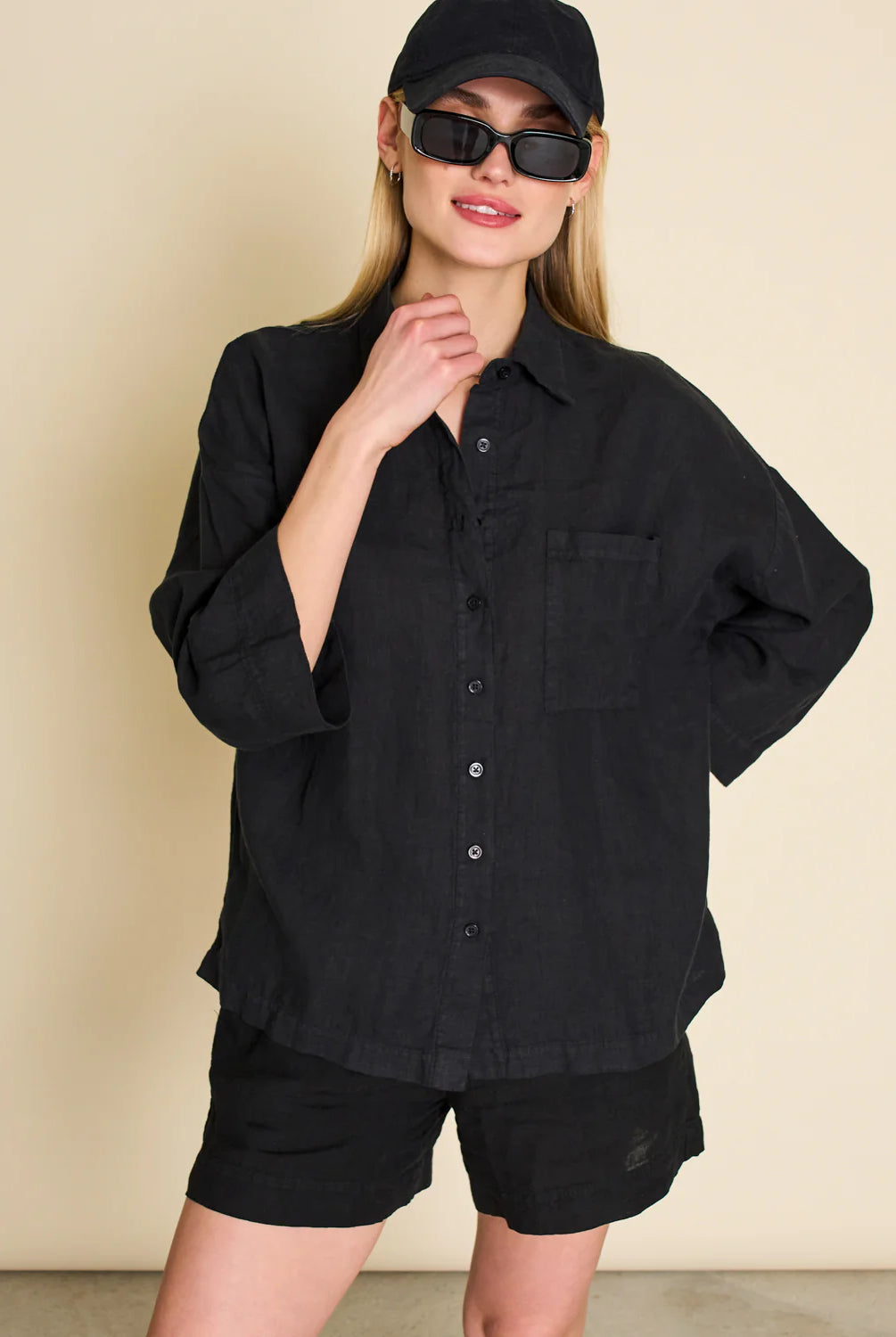 linen shirt - mons - black - collab zürich