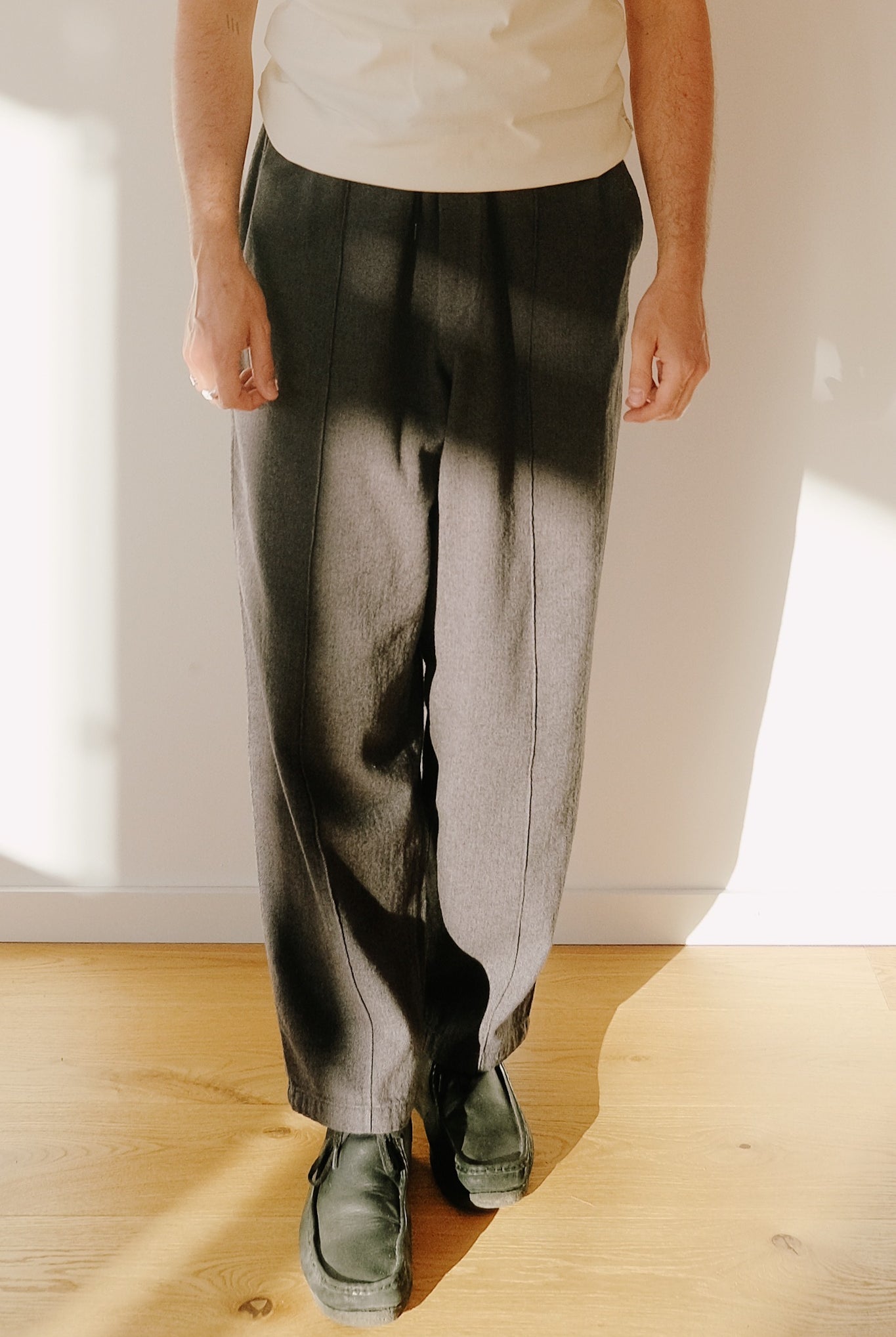 Unisex Dapper Pants - Wide - Herringbone Grey - collab zürich