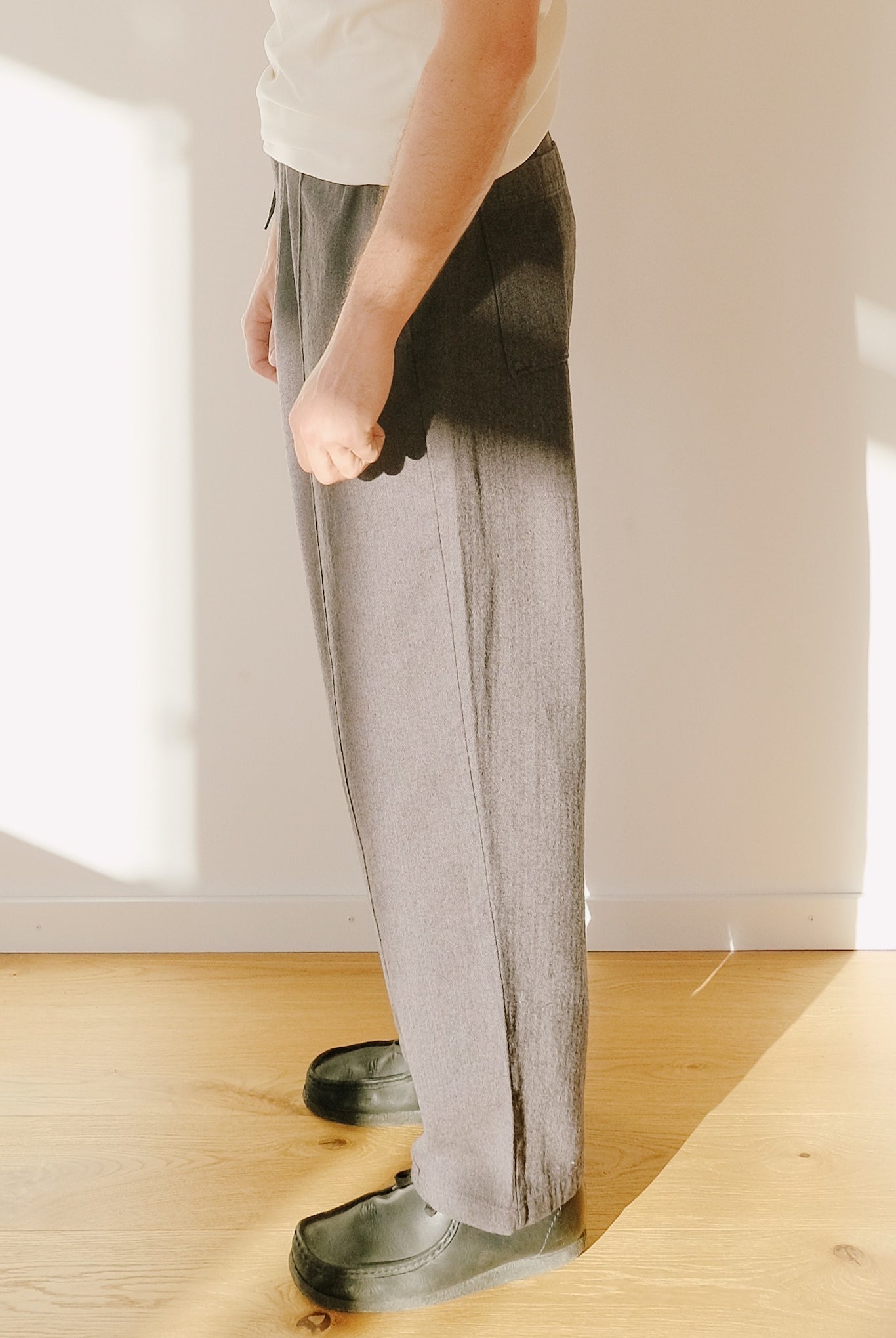 Unisex Dapper Pants - Wide - Herringbone Grey - collab zürich