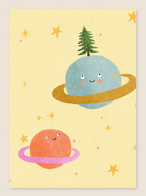 christmas postcard - planets - collab zürich