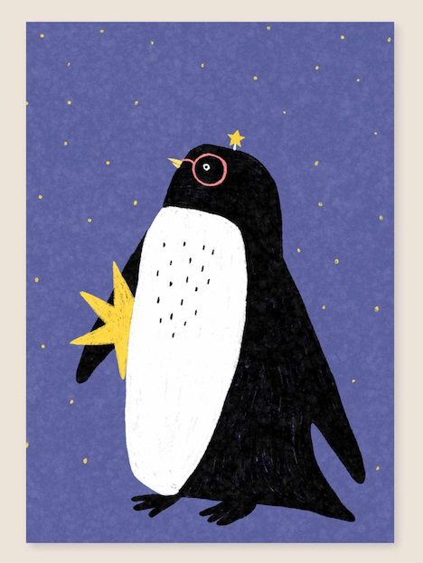 christmas postcard - star penguin - collab zürich