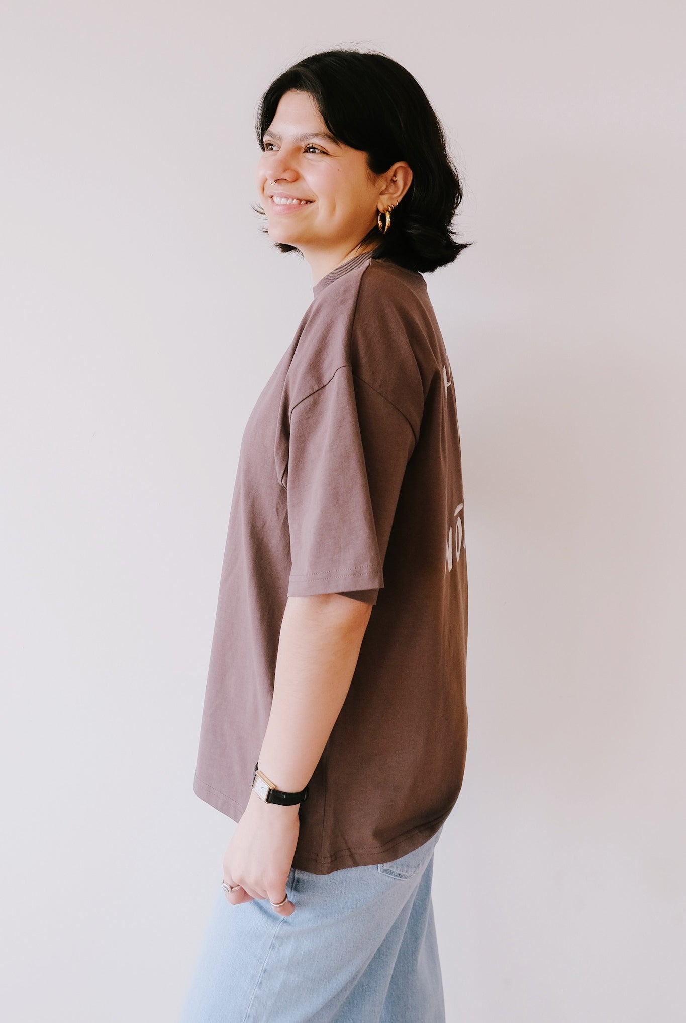 Unisex Oversized T-Shirt - HÜT HANI NÖD SO LUST - Mocha / Milkfoam - collab zürich