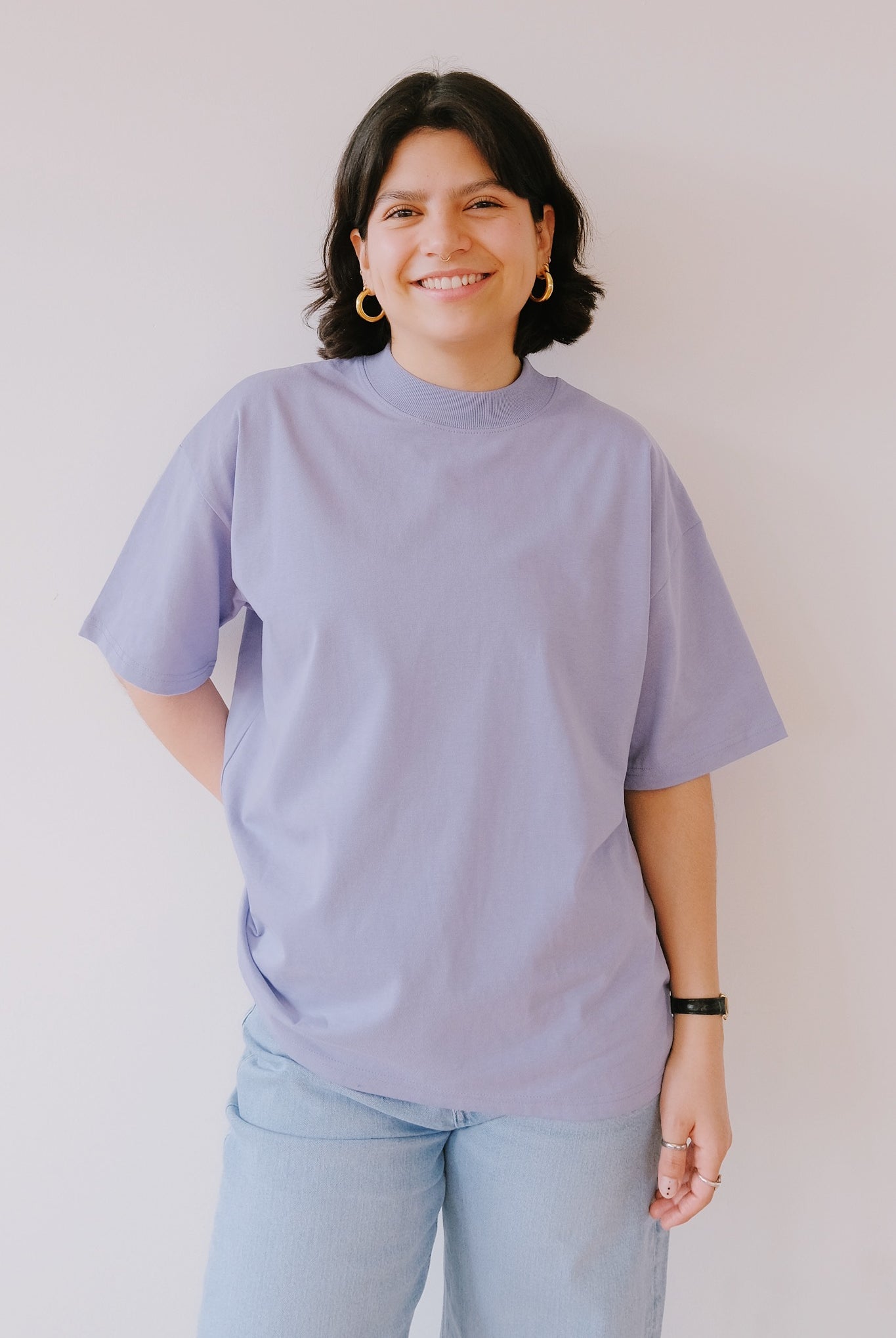 Unisex Oversized T-Shirt - HÜT HANI NÖD SO LUST - Violet / Navy - collab zürich