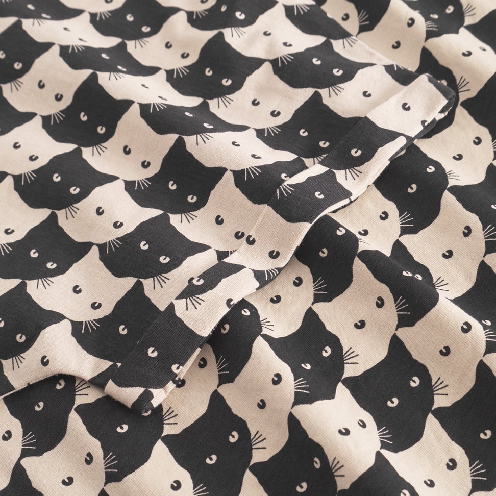 T-Shirt - Visby - Pepita Cats Oat White - collab zürich