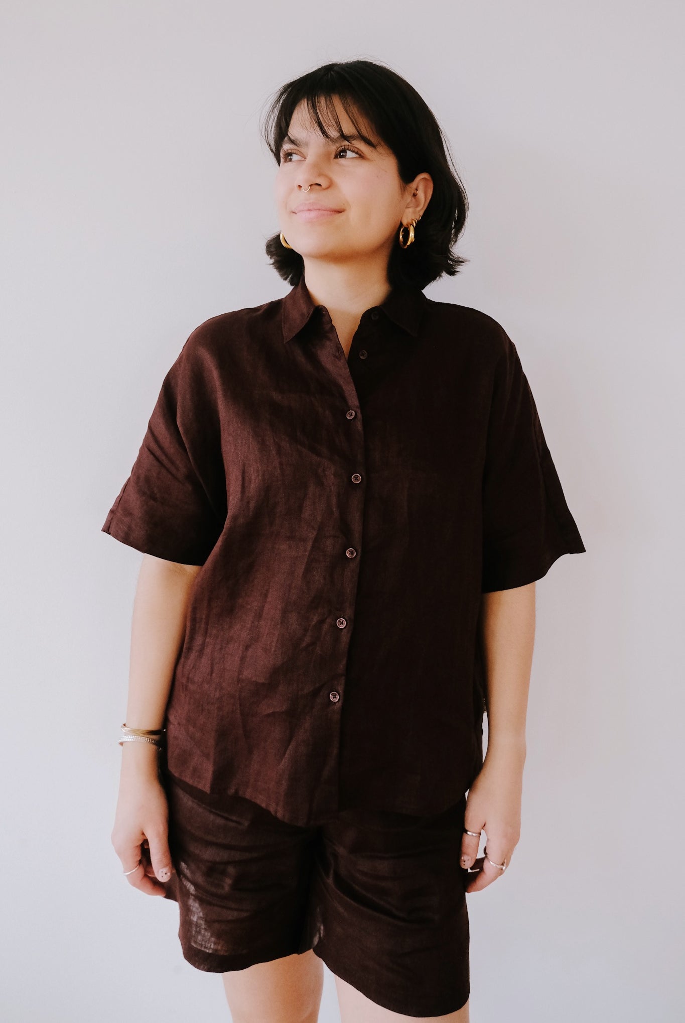 Linen Shirt - Melania - Cocoa - collab zürich