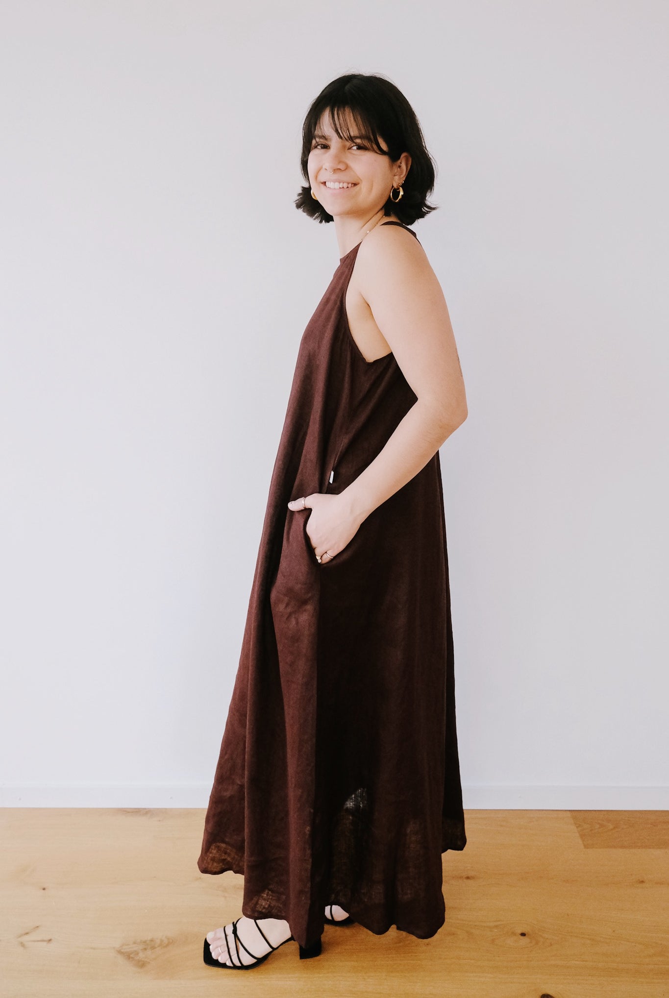 Linen Dress - Ukara - Cocoa - collab zürich