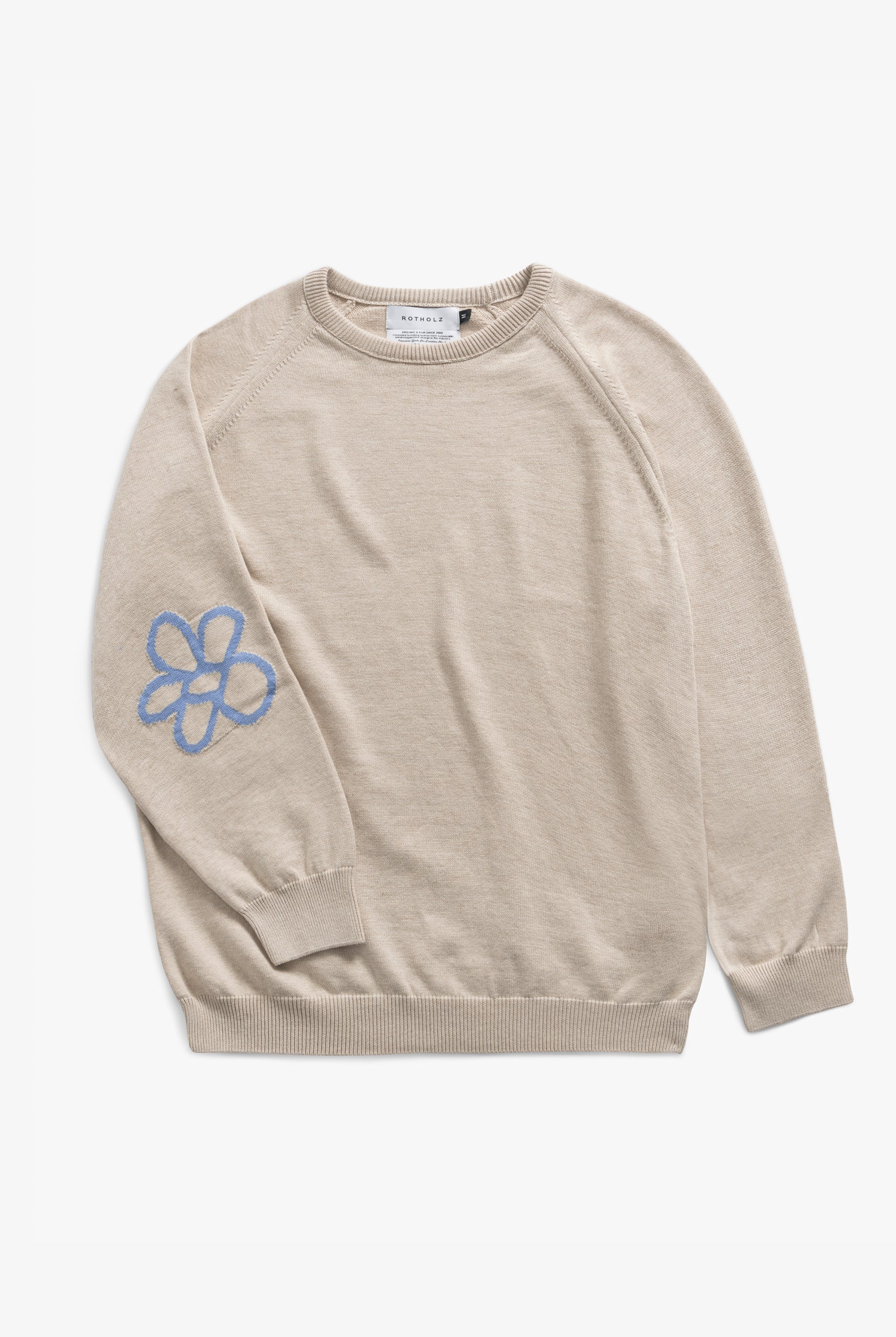 Unisex Cotton Sweater - Flower - Nature White - collab zürich