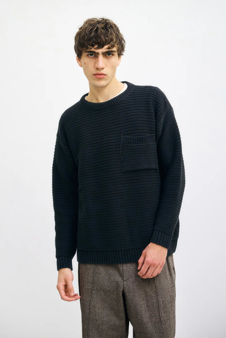 Unisex loose Knit Sweatshirt - True Black - collab zürich