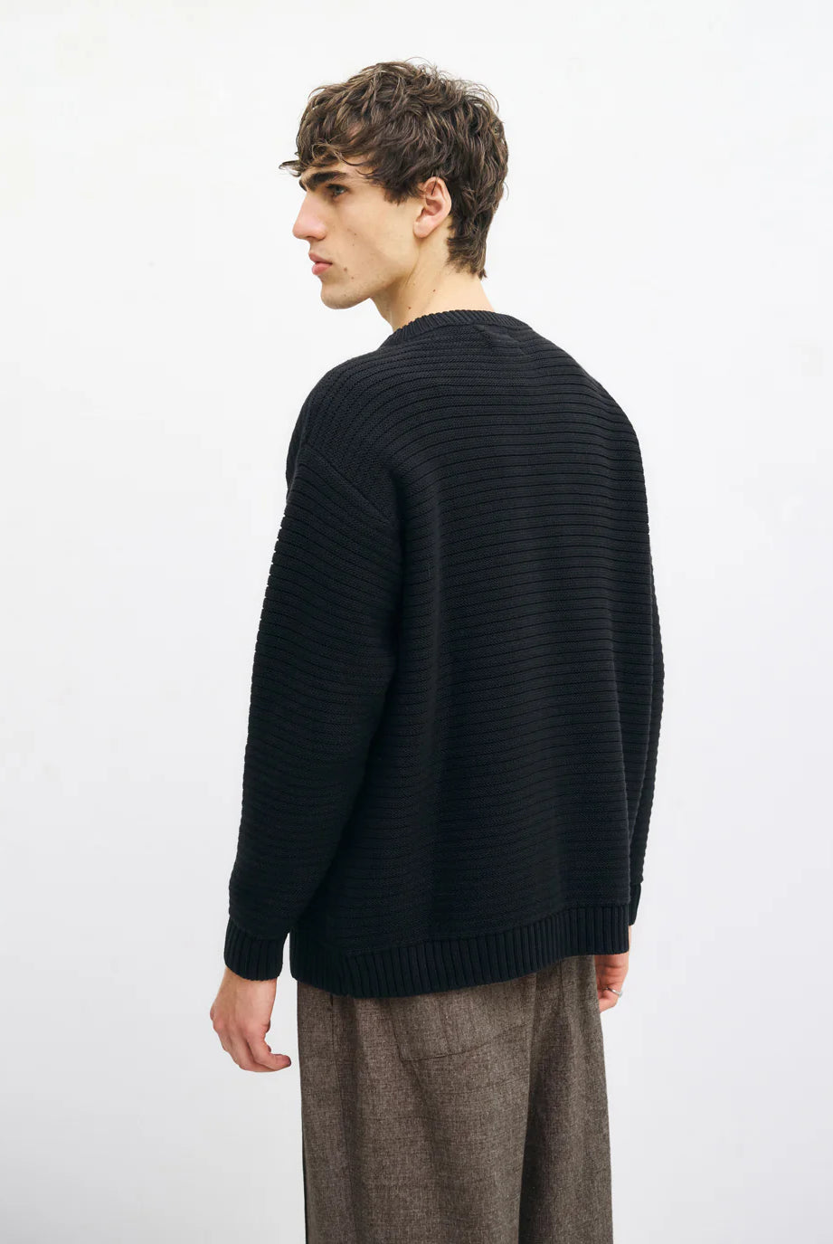 Unisex loose Knit Sweatshirt - True Black - collab zürich