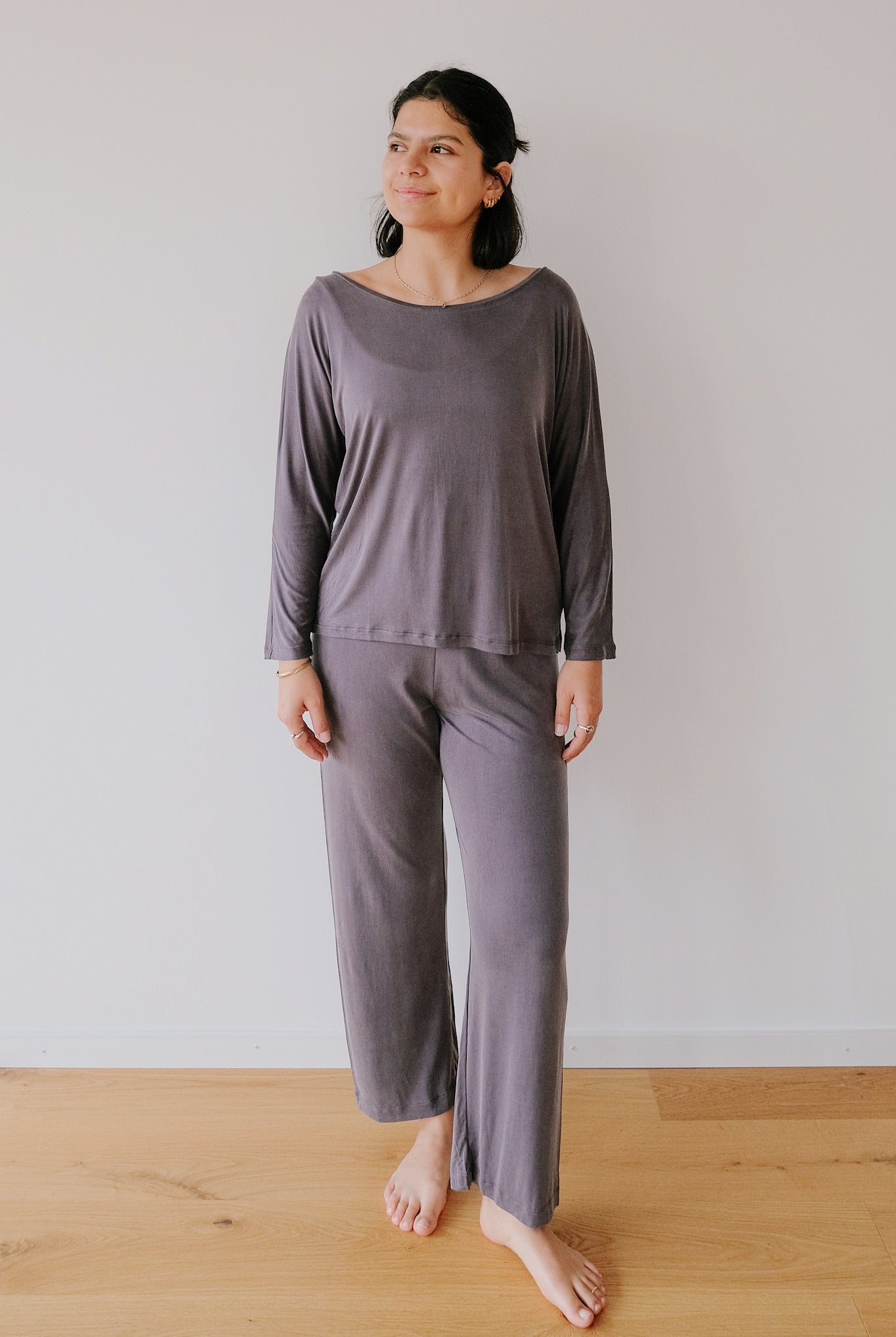 Cupro Plain Top - Lila / Grey - collab zürich