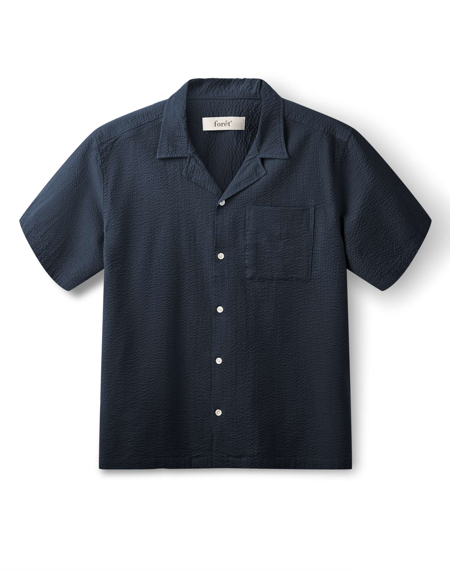 Short Seersucker Shirt - Peer - Navy - collab zürich