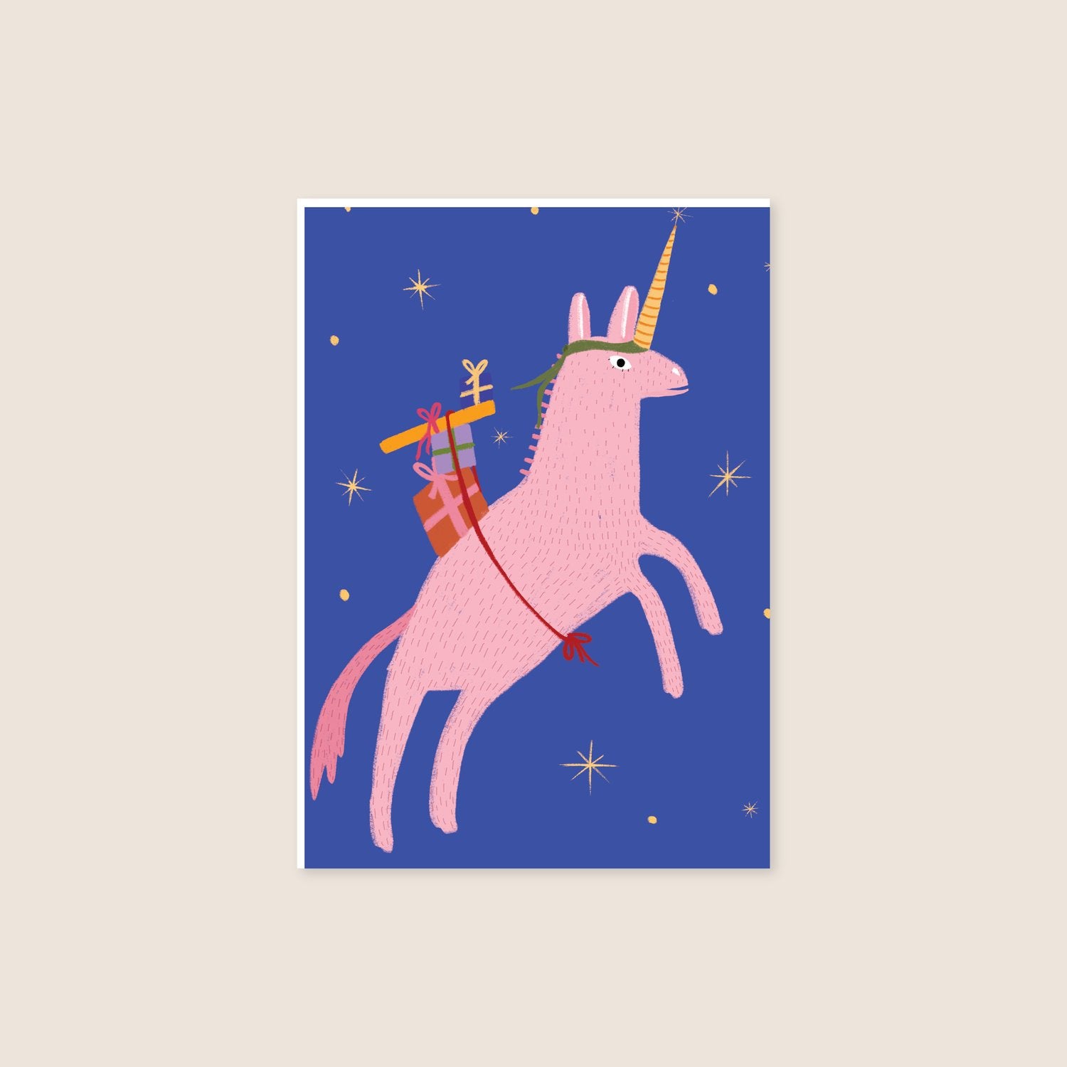 christmas postcard - festive unicorn - collab zürich