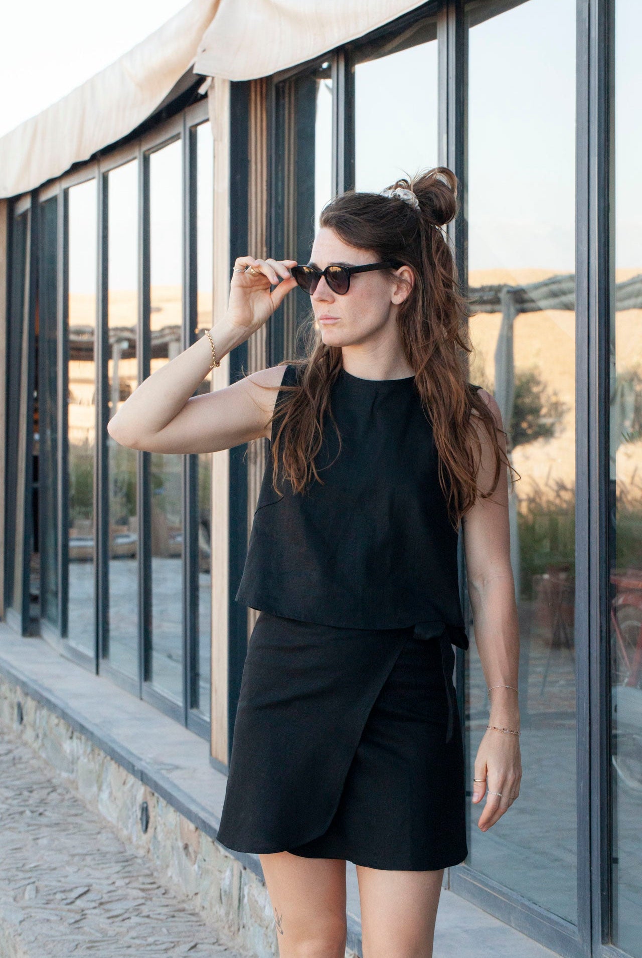 linen top - ANNA LISA - black - collab zürich