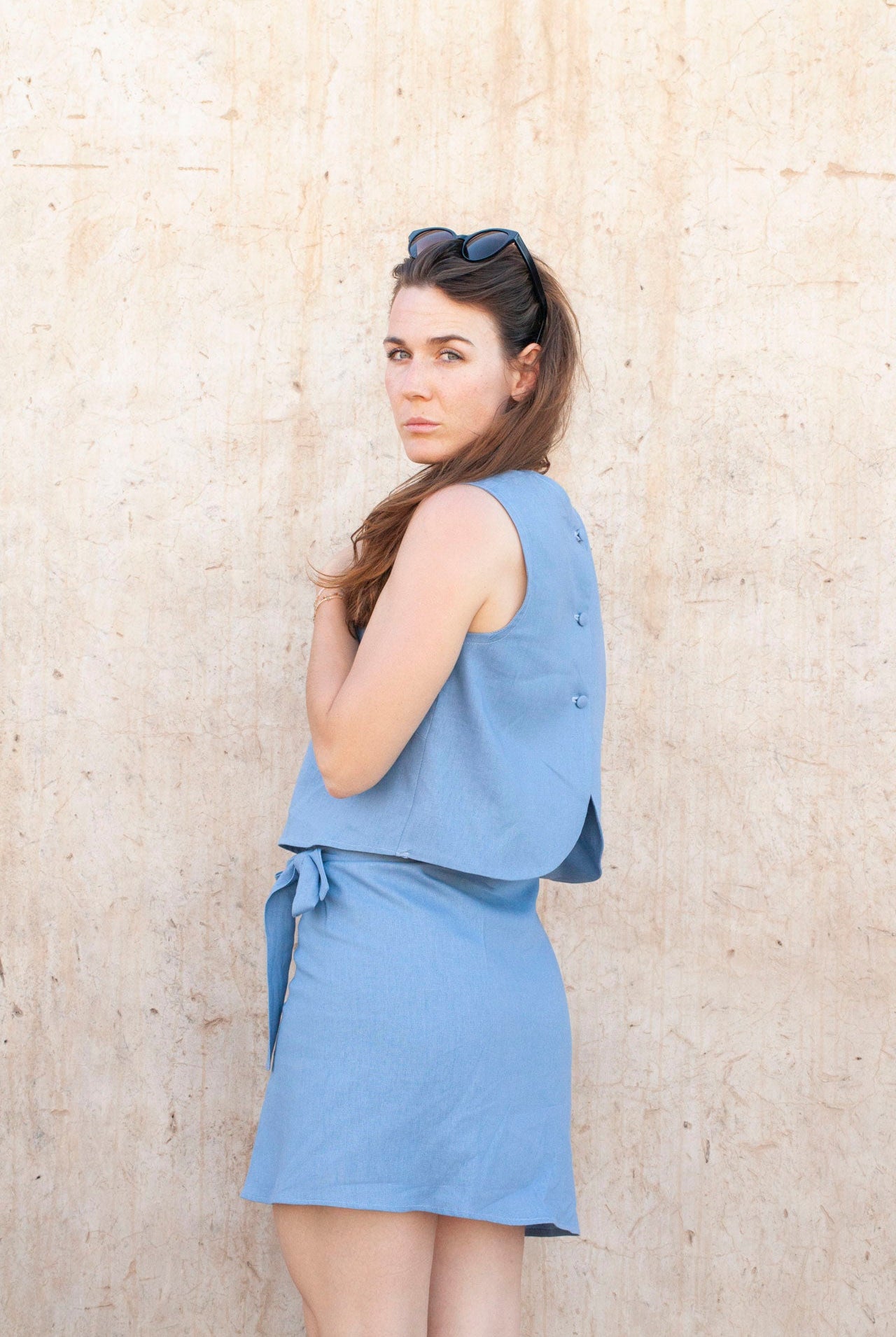 Linen Skirt - ELLA - Blue - collab zürich
