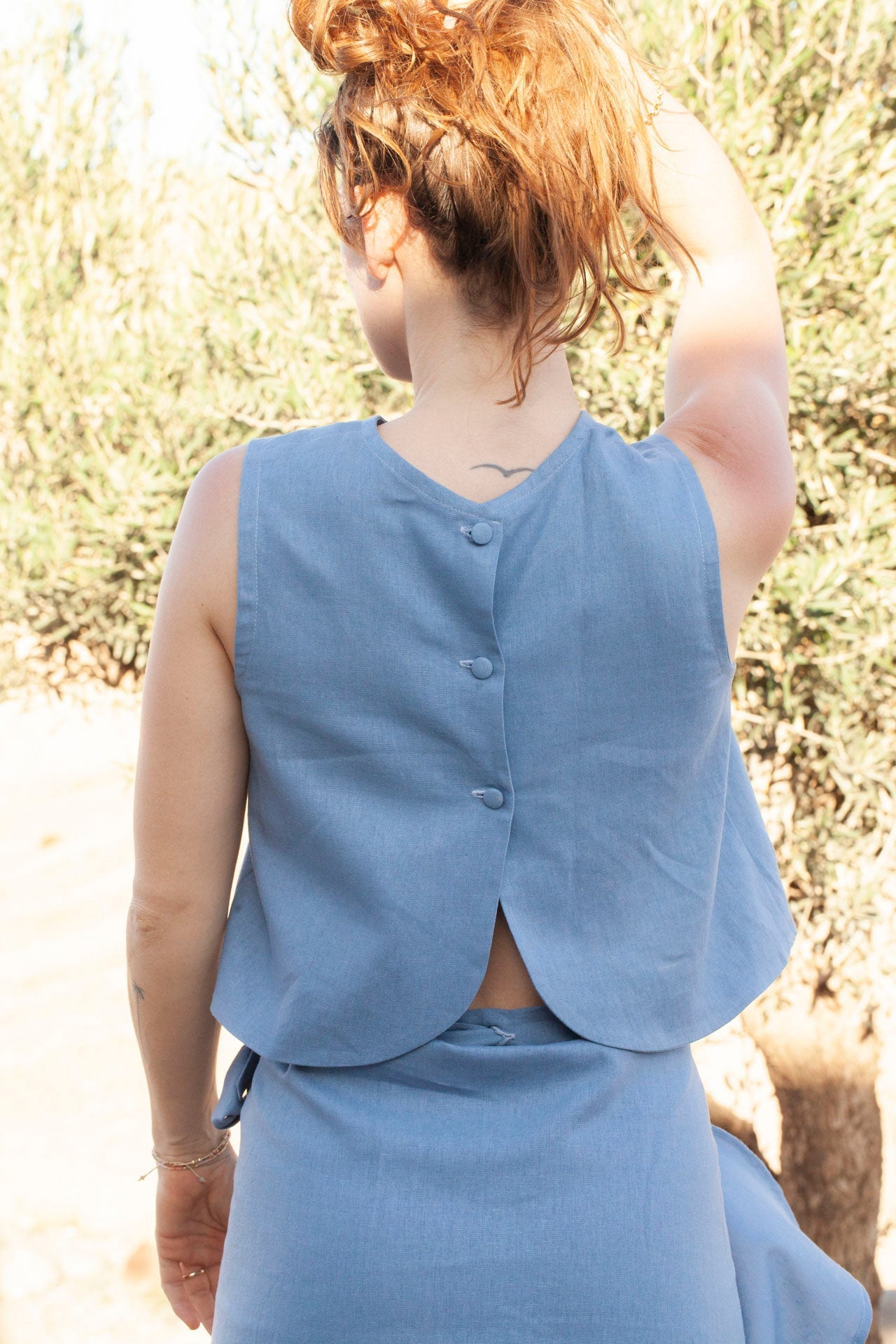 linen top - ANNA LISA - blue - collab zürich