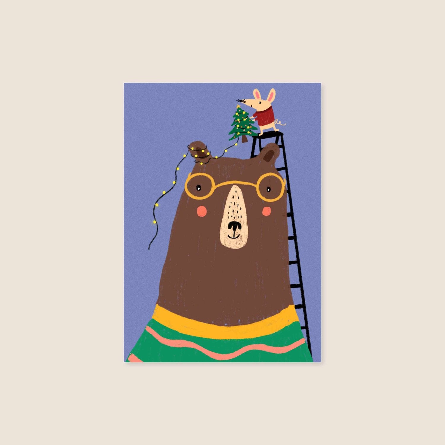 christmas postcard - bear and mouse - collab zürich