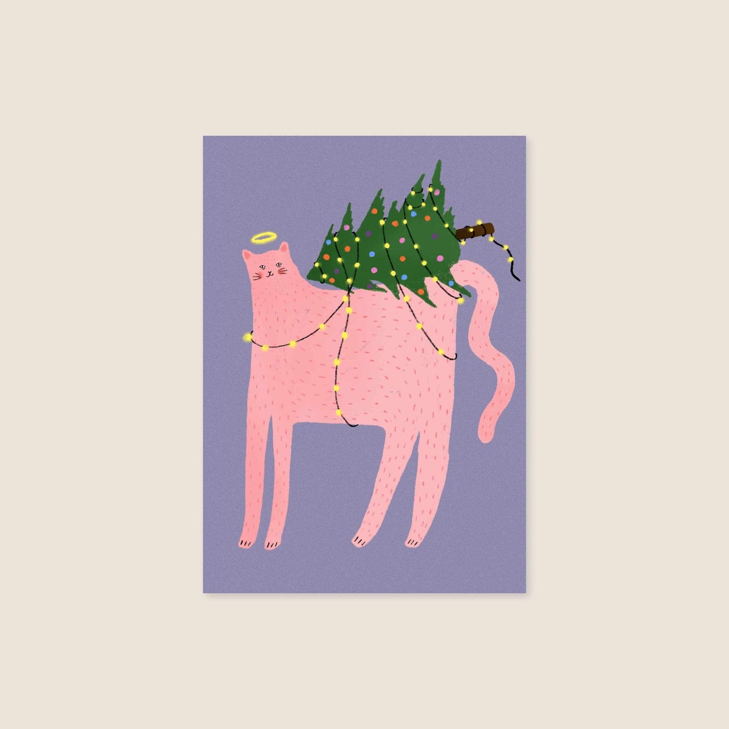 christmas postcard - christmas tree cat - collab zürich