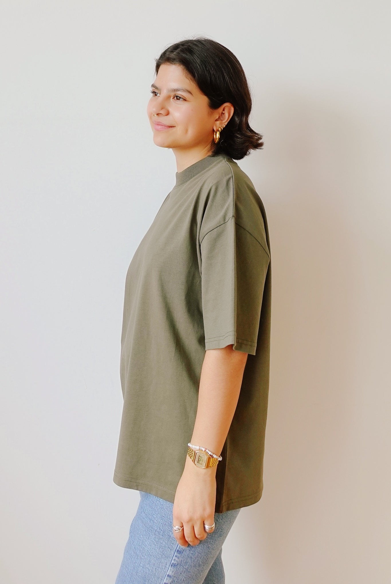 Unisex Oversized T-Shirt - HÜT HANI NÖD SO LUST - Khaki / Rose - collab zürich