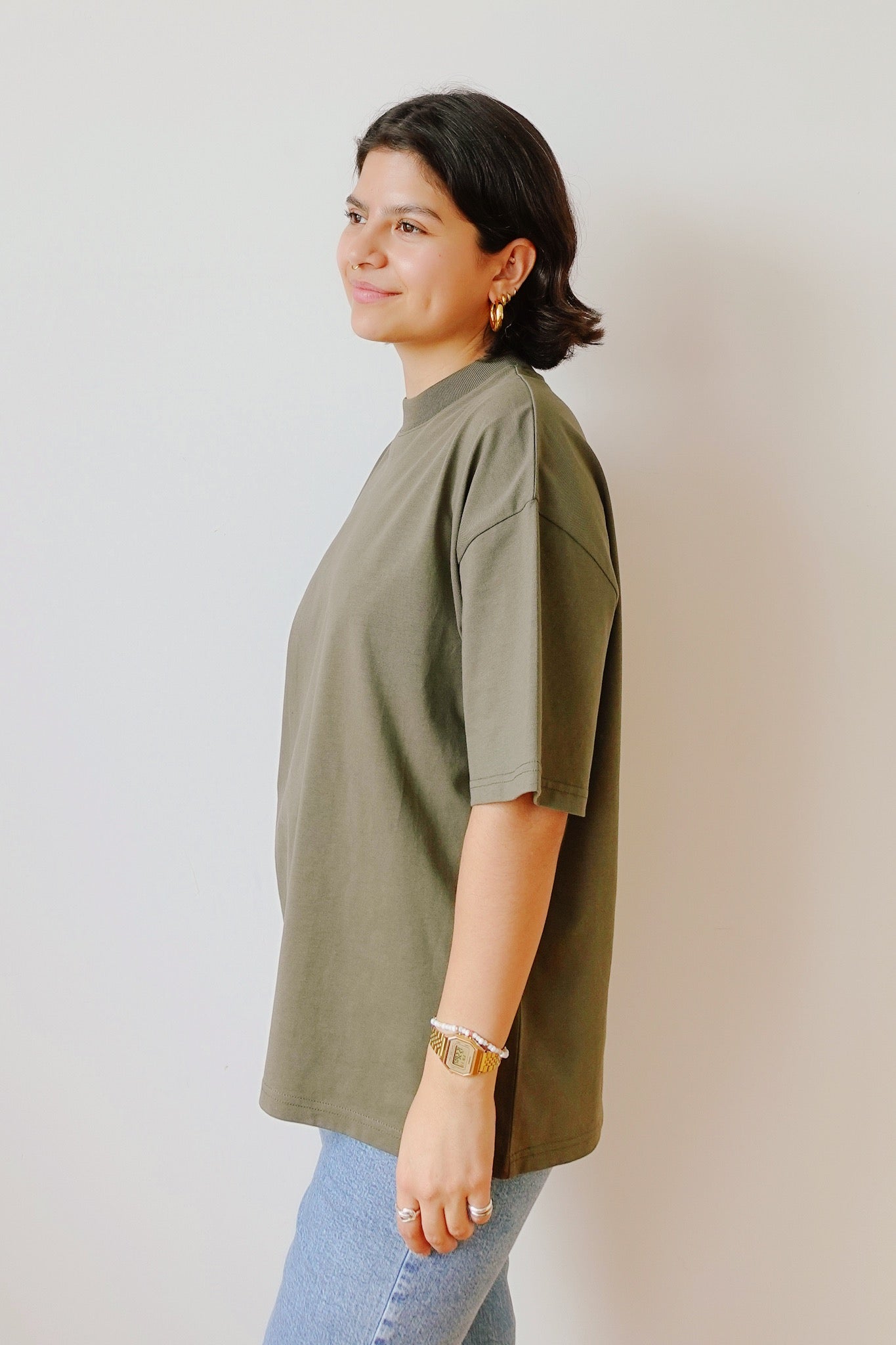 Unisex Oversized T-Shirt - HÜT HANI NÖD SO LUST - Khaki / Rose - collab zürich
