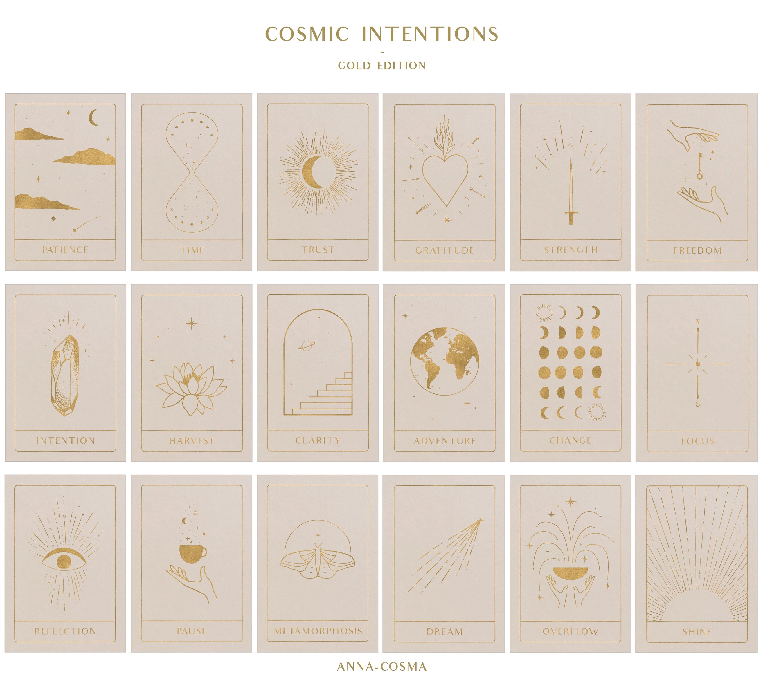 mini card set - cosmic intentions gold edition - collab zürich