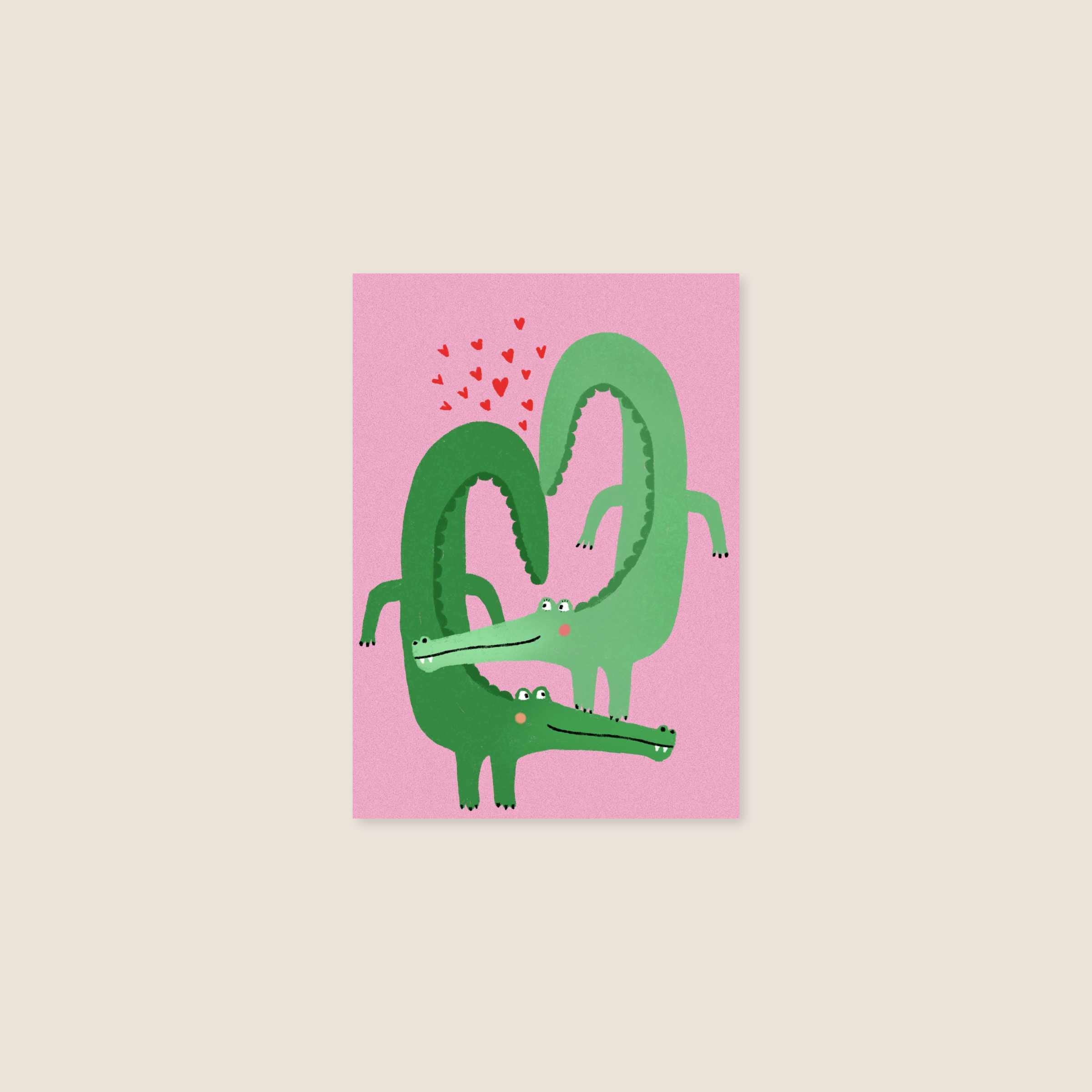 postcard - crocodiles in love - collab zürich