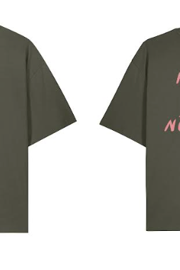 Unisex Oversized T-Shirt - HÜT HANI NÖD SO LUST - Khaki / Rose - collab zürich