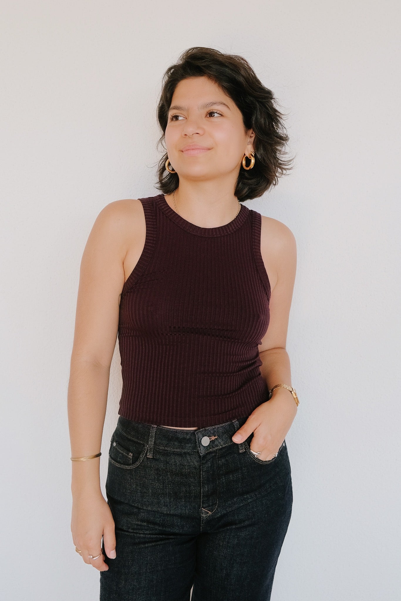 Crop Top - Tencel Porto - Cherry Lacquer - collab zürich