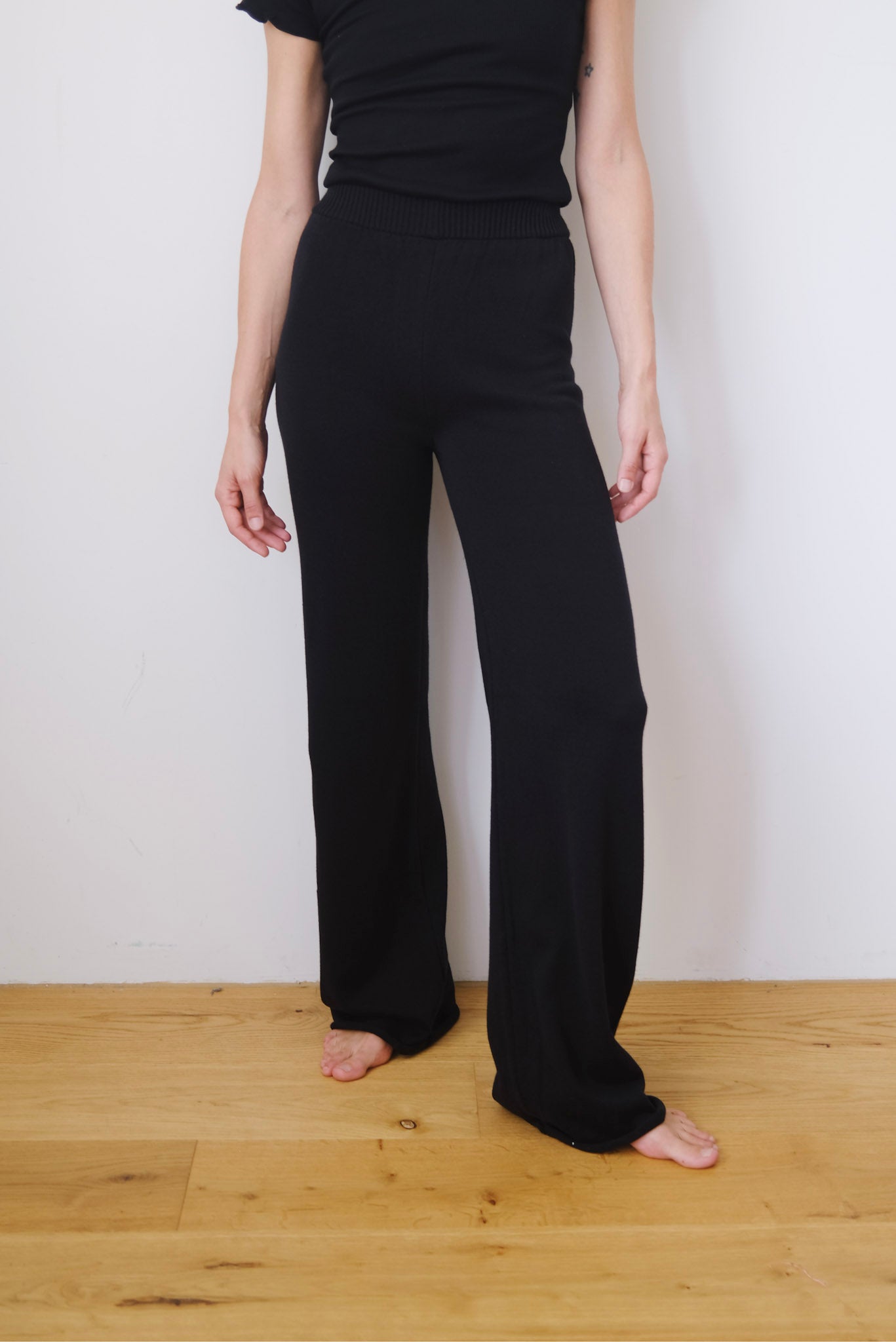 cotton knit pants - ana - black - collab zürich