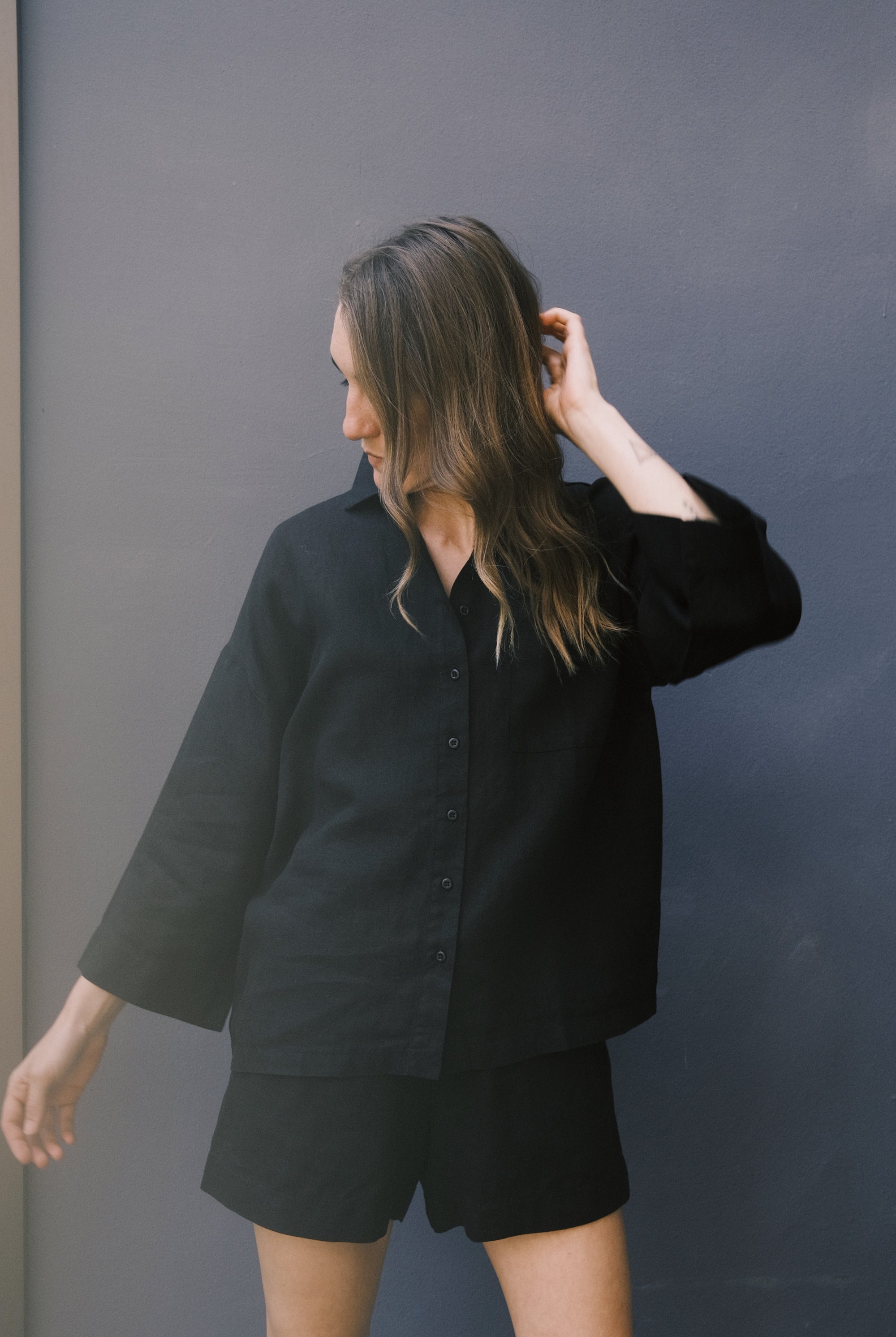 linen shirt - mons - black - collab zürich