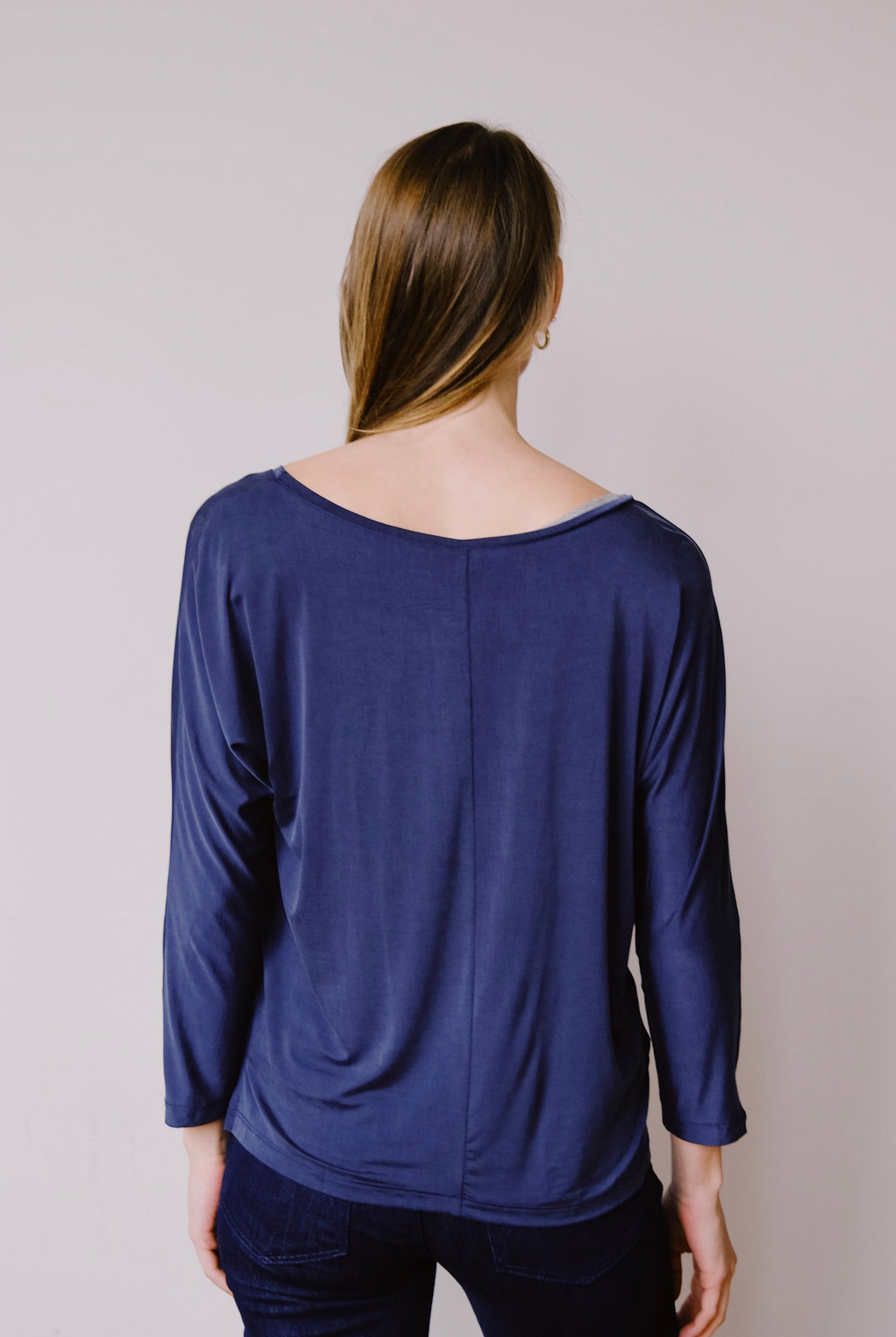 cupro plain top - midnight blue - collab zürich