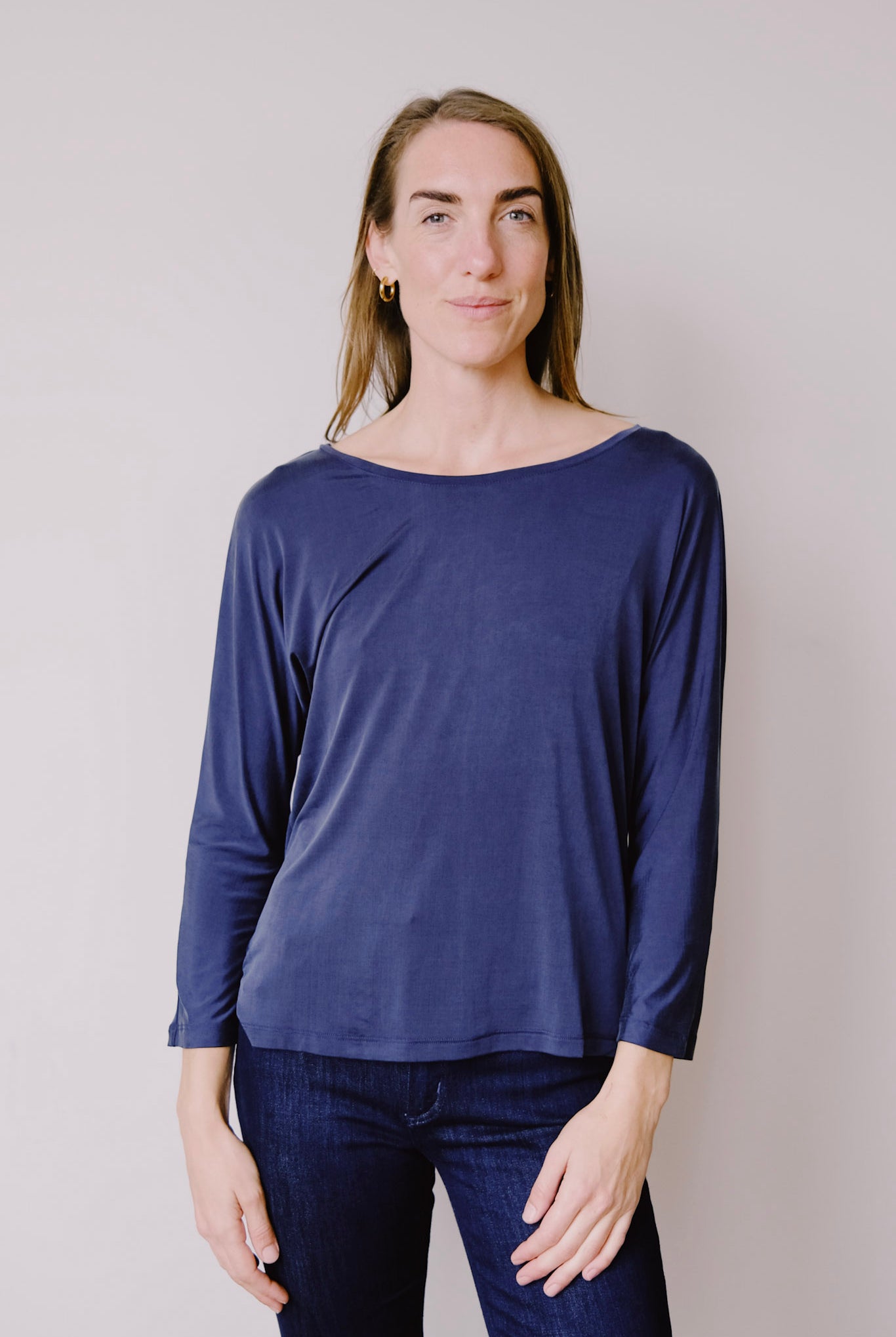 cupro plain top - midnight blue - collab zürich