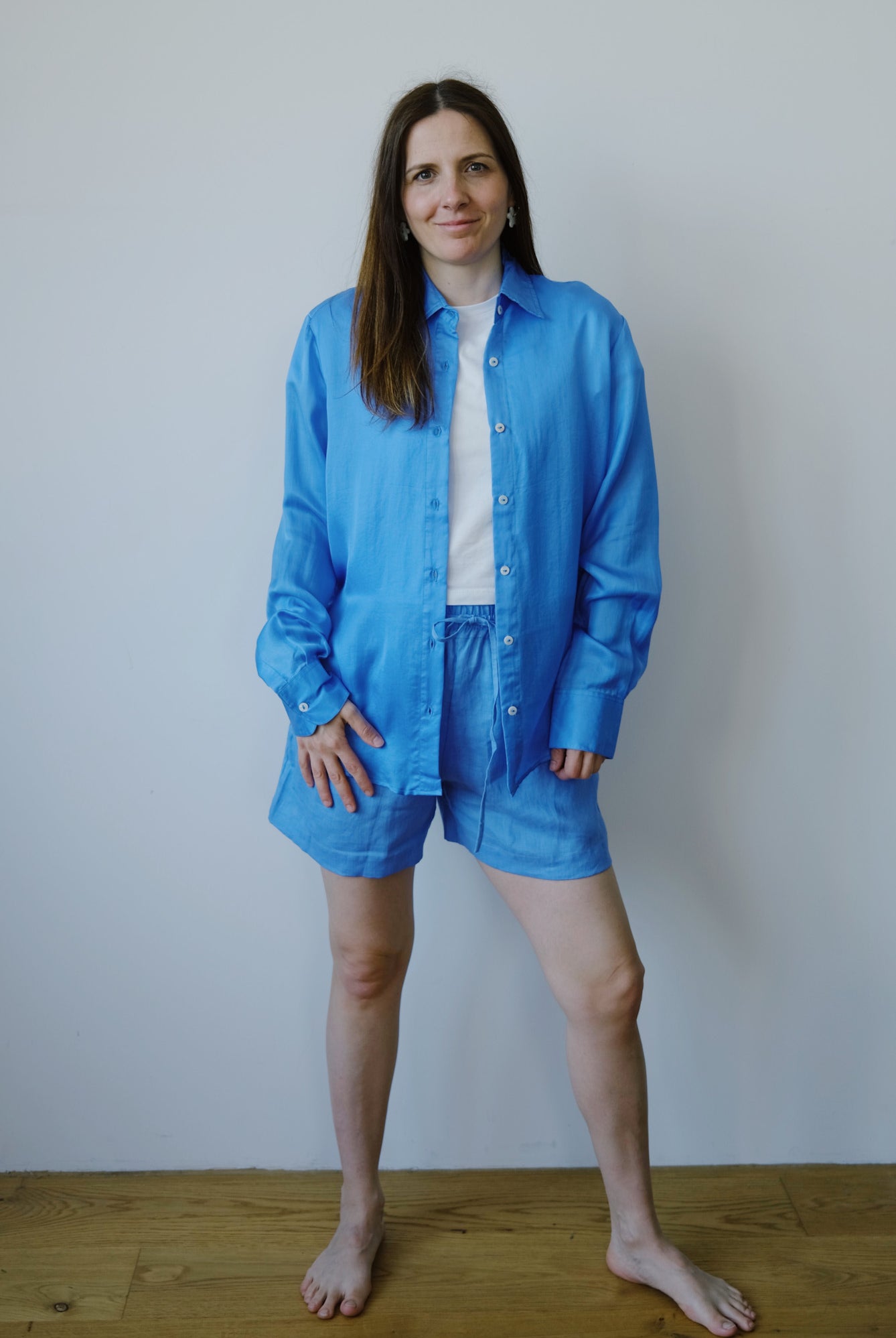 linen shorts - maluku - sky - collab zürich