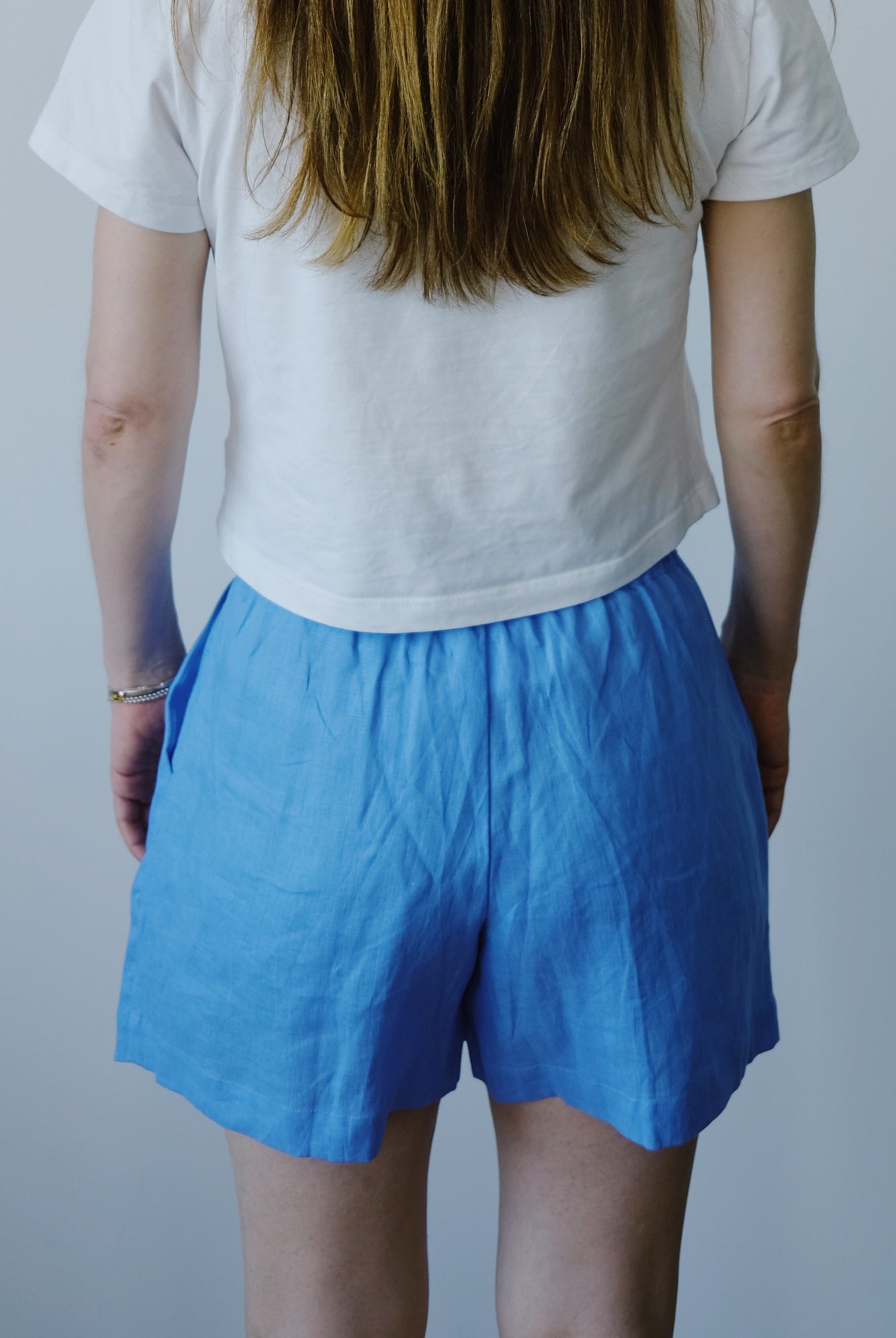 linen shorts - maluku - sky - collab zürich