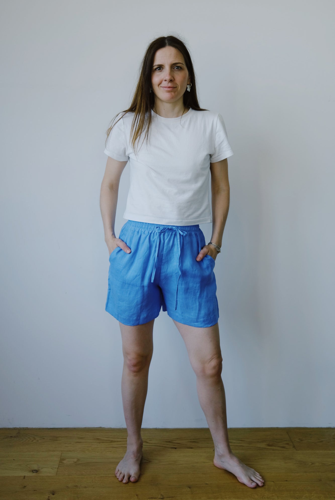 linen shorts - maluku - sky - collab zürich