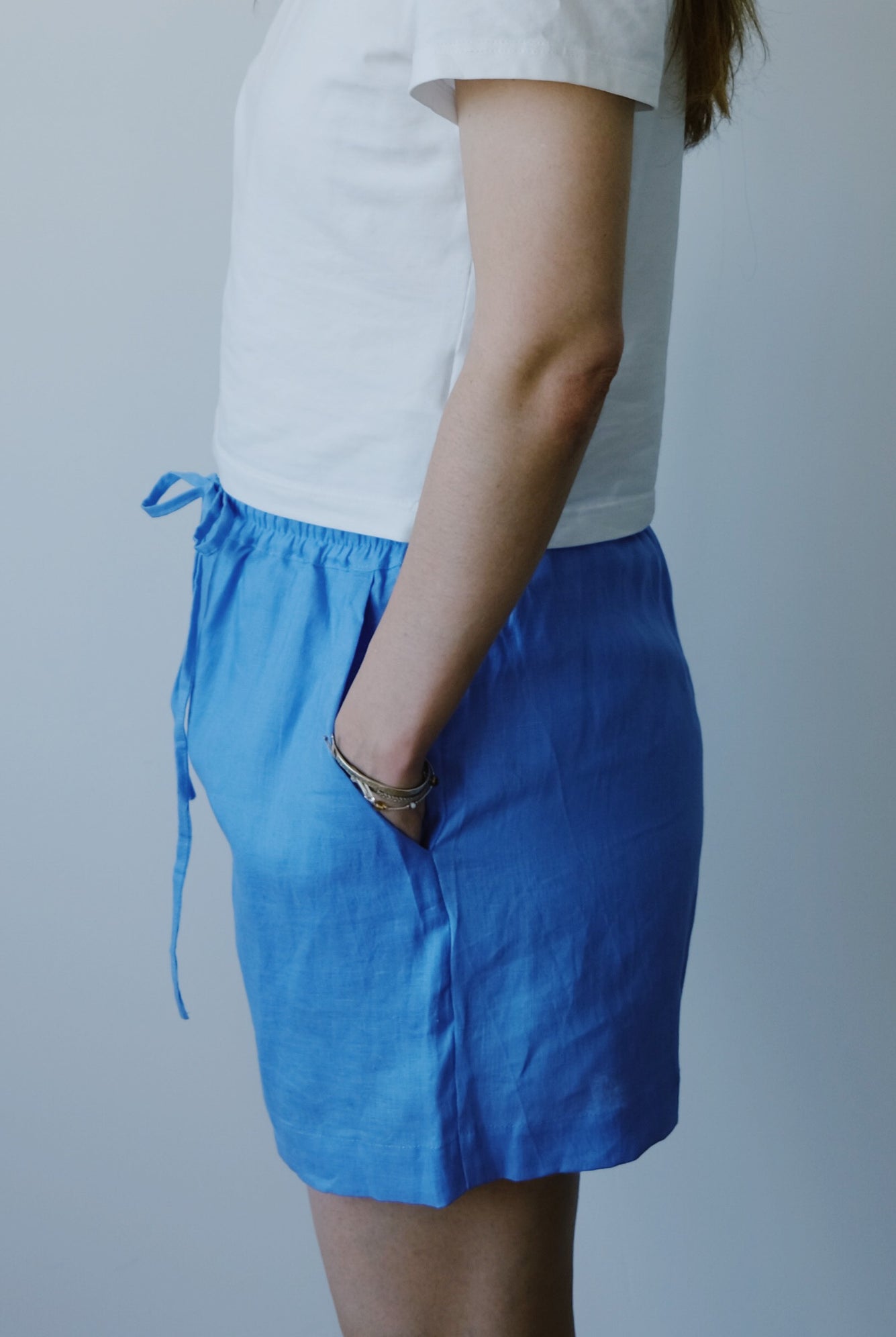 linen shorts - maluku - sky - collab zürich