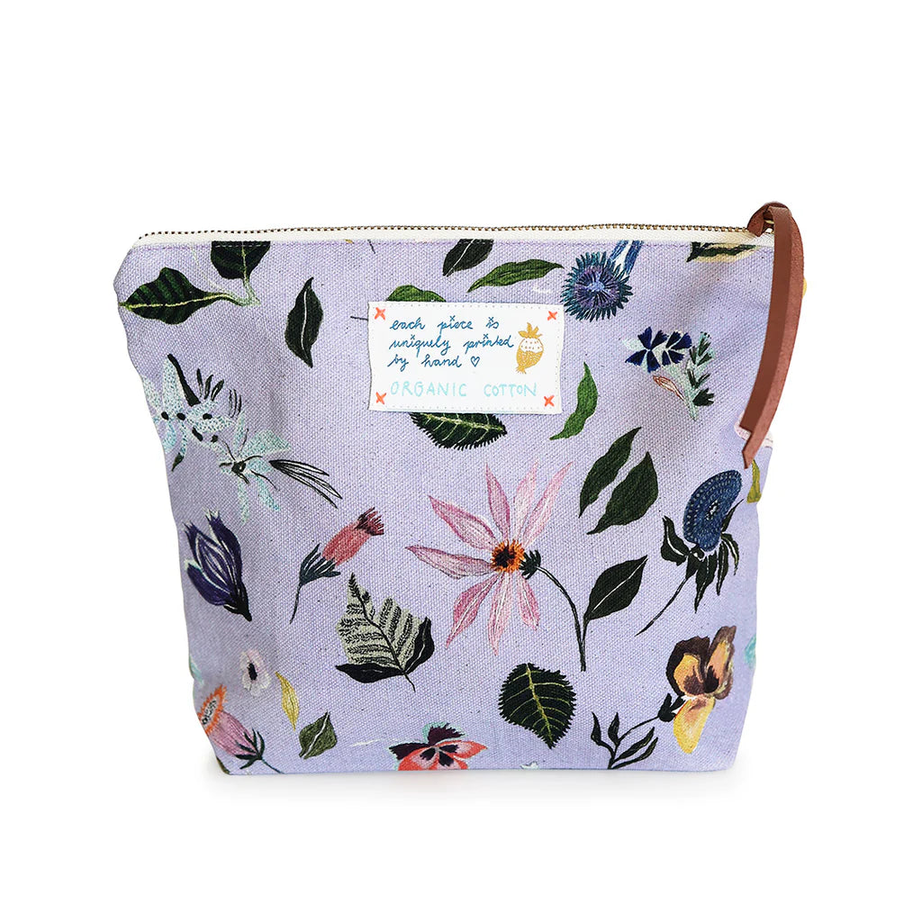 pouch - purple flowers - collab zürich
