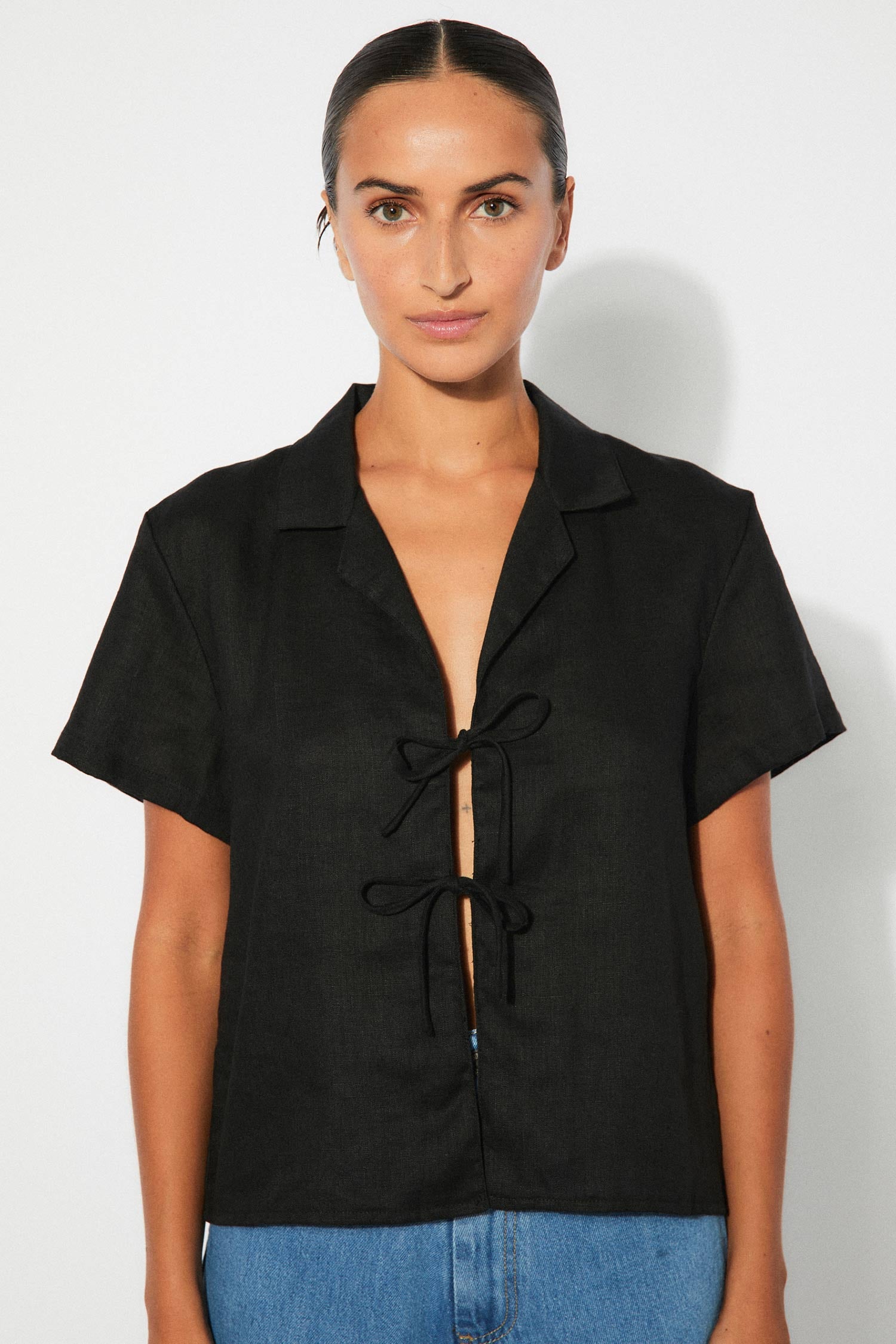 linen shirt - amber - black - collab zürich