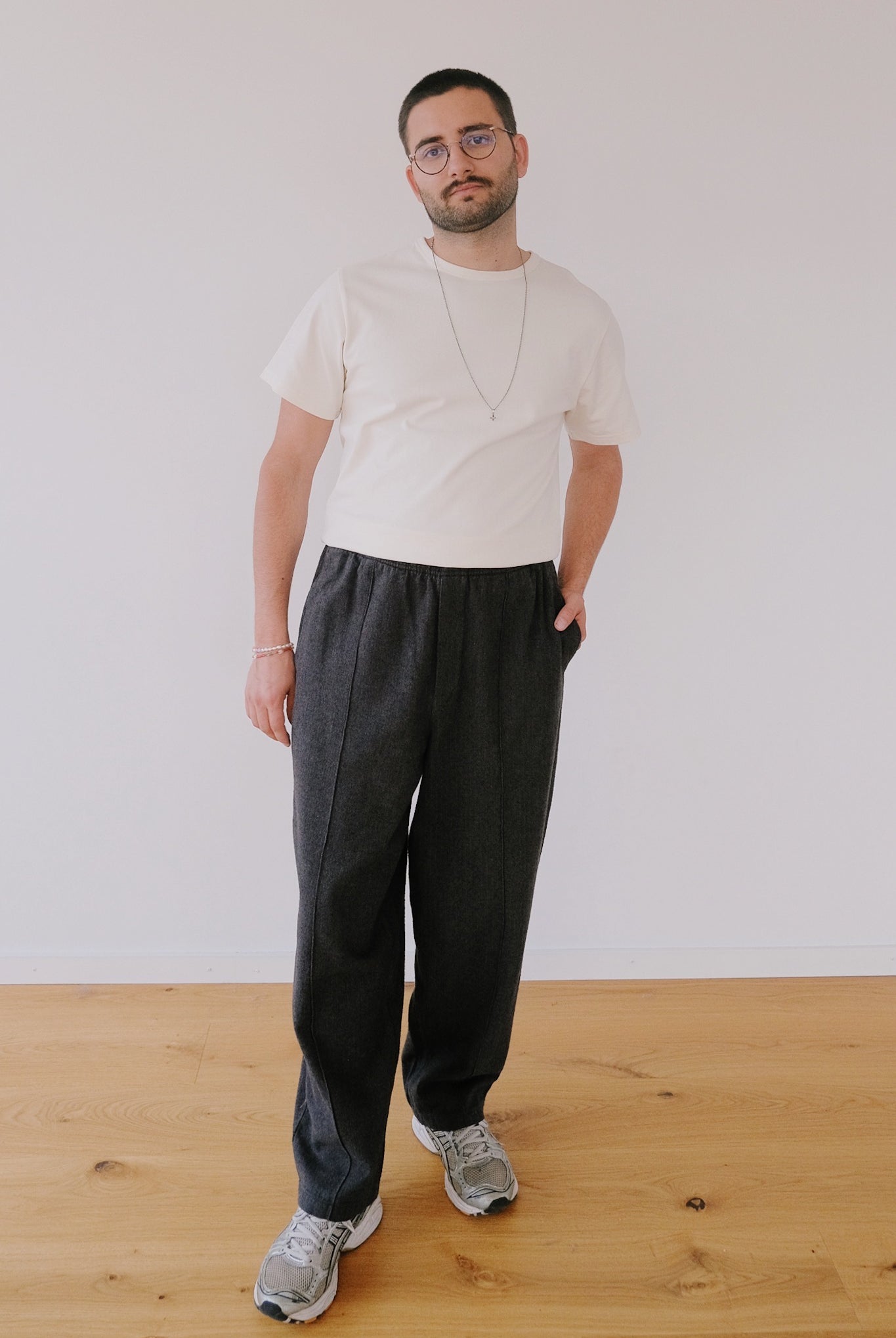 Unisex Dapper Pants - Wide - Herringbone Grey - collab zürich