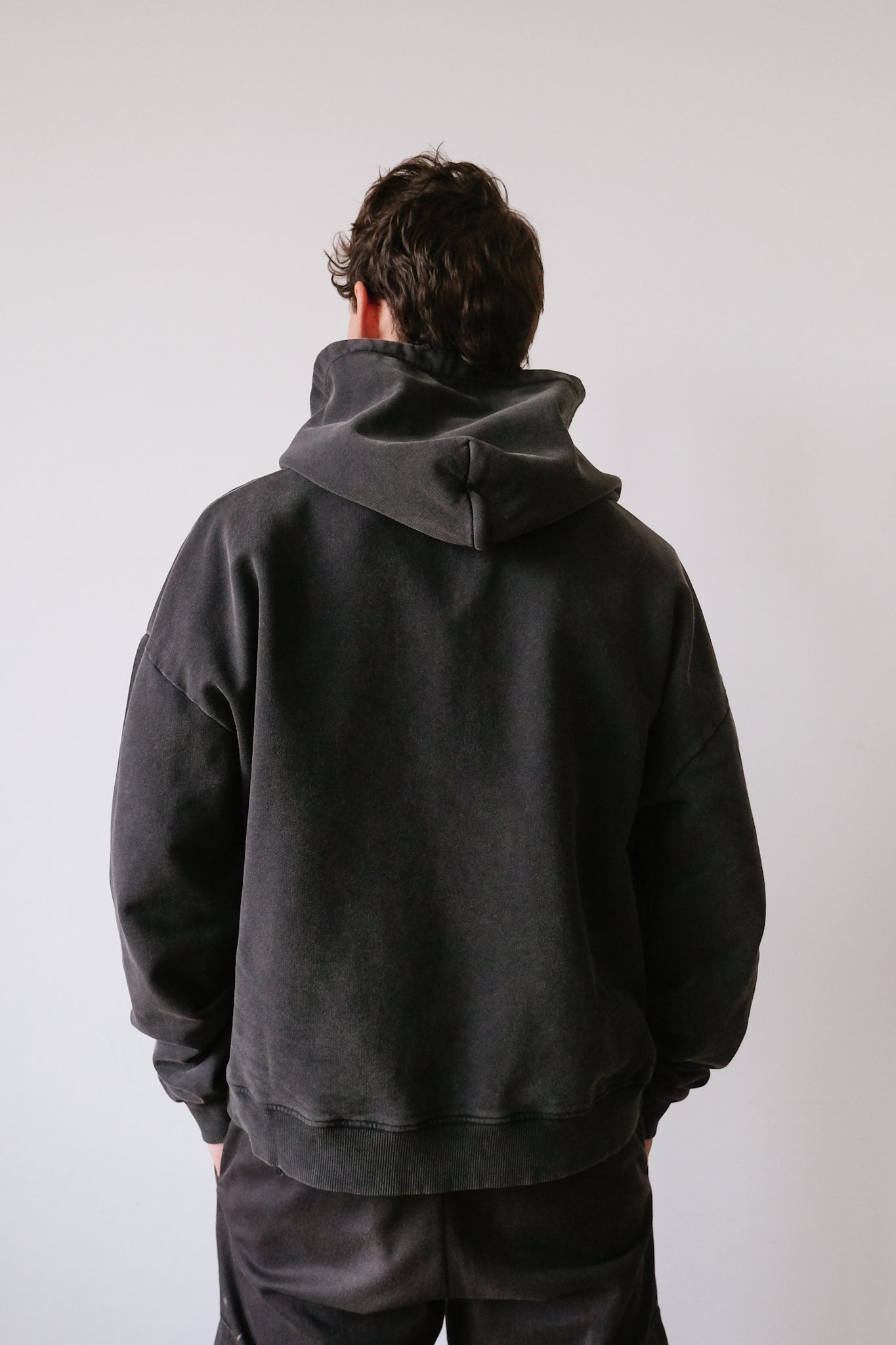 unisex hoodie - bubby logo - faded black - collab zürich