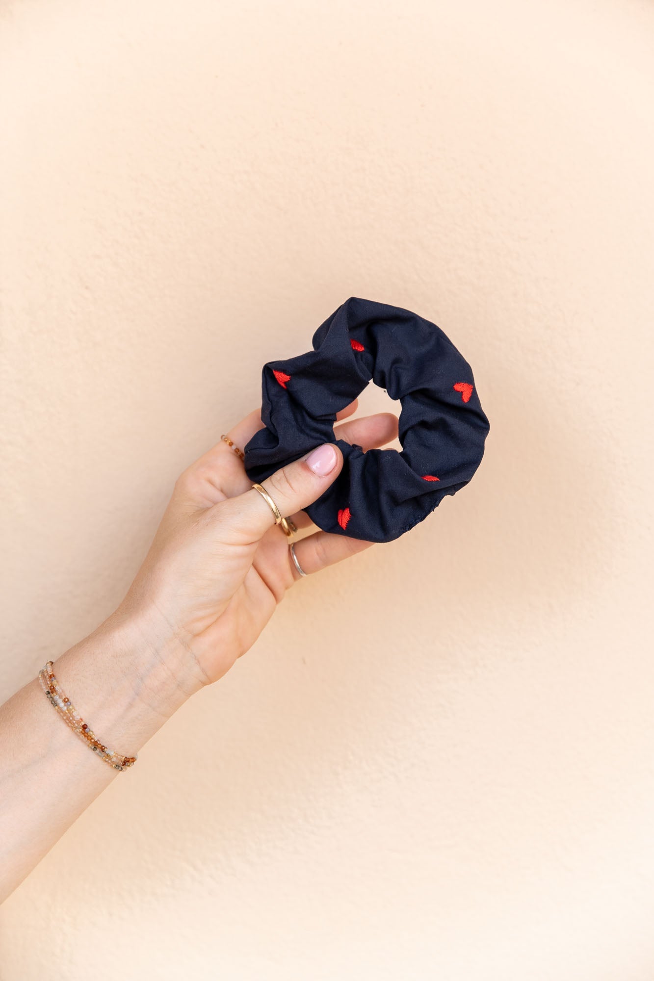 Scrunchie - MEDINA cotton - marine hearts - collab zürich