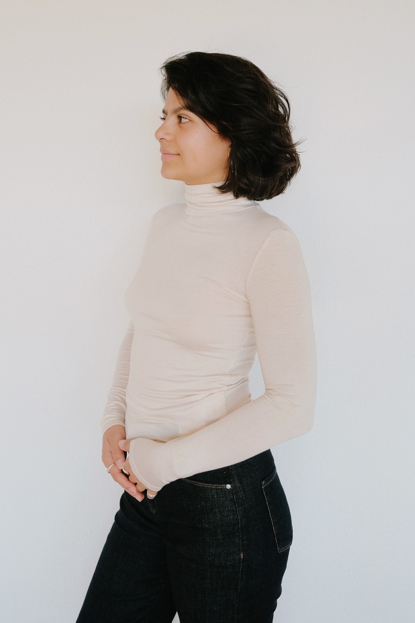 Viscose Turtle Neck - Noe - Ivory - collab zürich