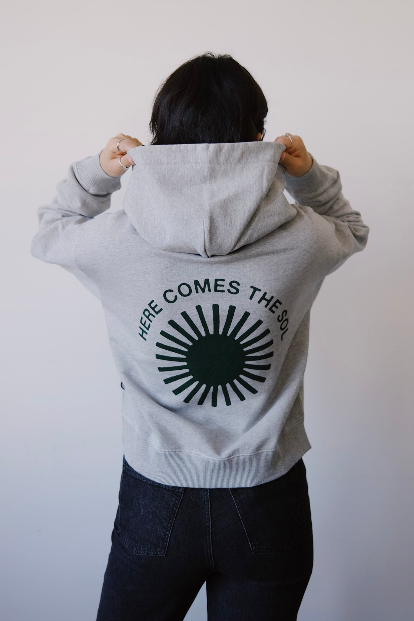 hoodie - retro sol valeria - grey - collab zürich