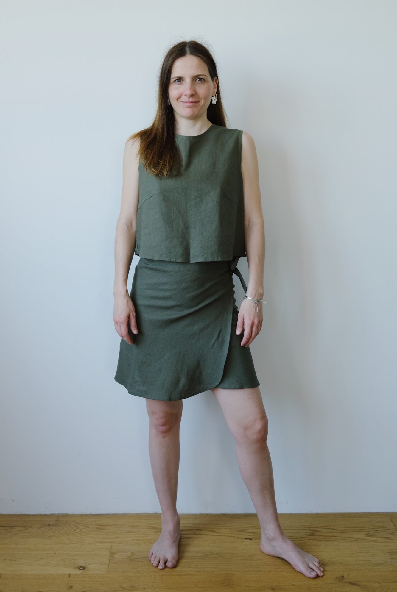linen top - ANNA LISA - olive - collab zürich