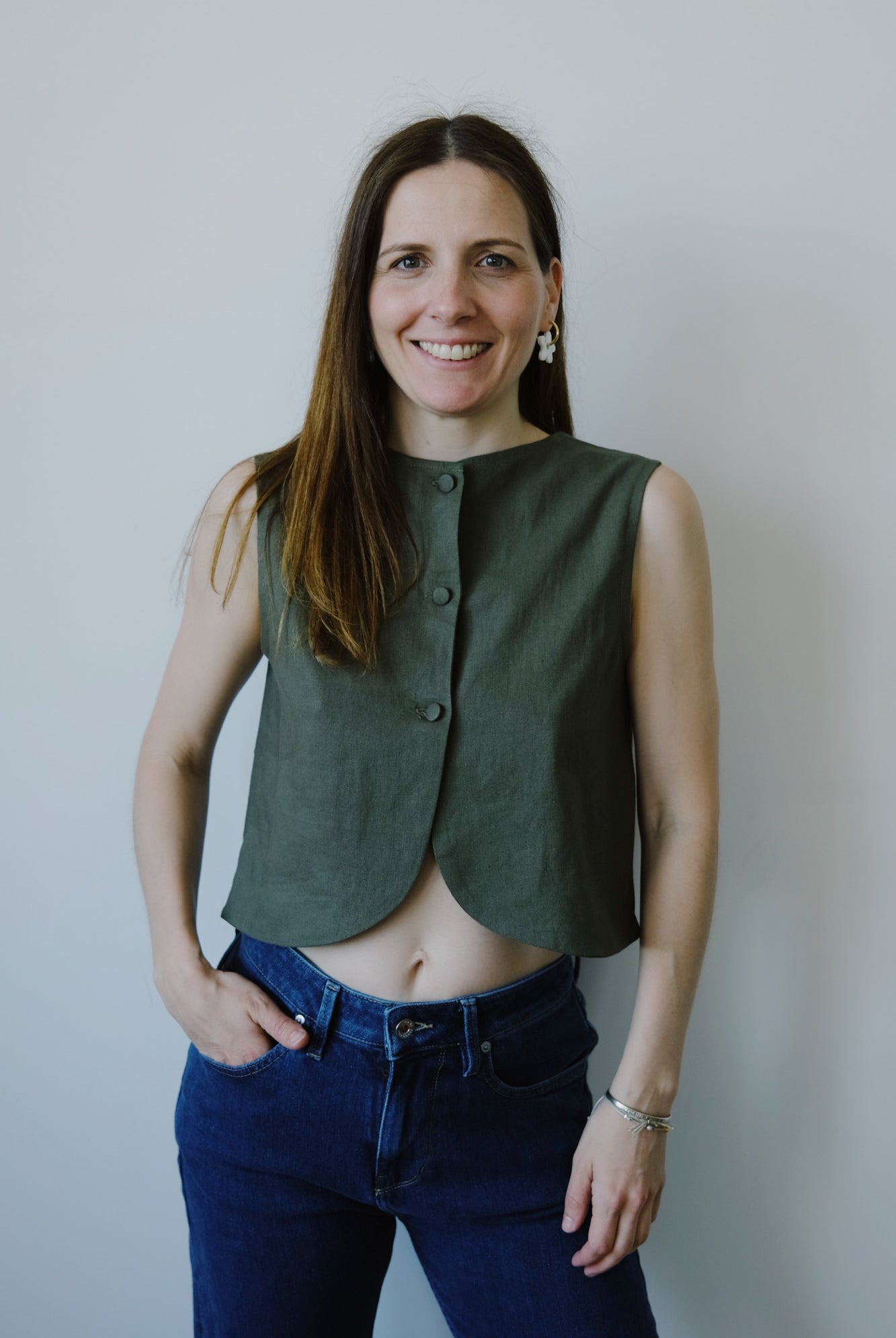 linen top - ANNA LISA - olive - collab zürich