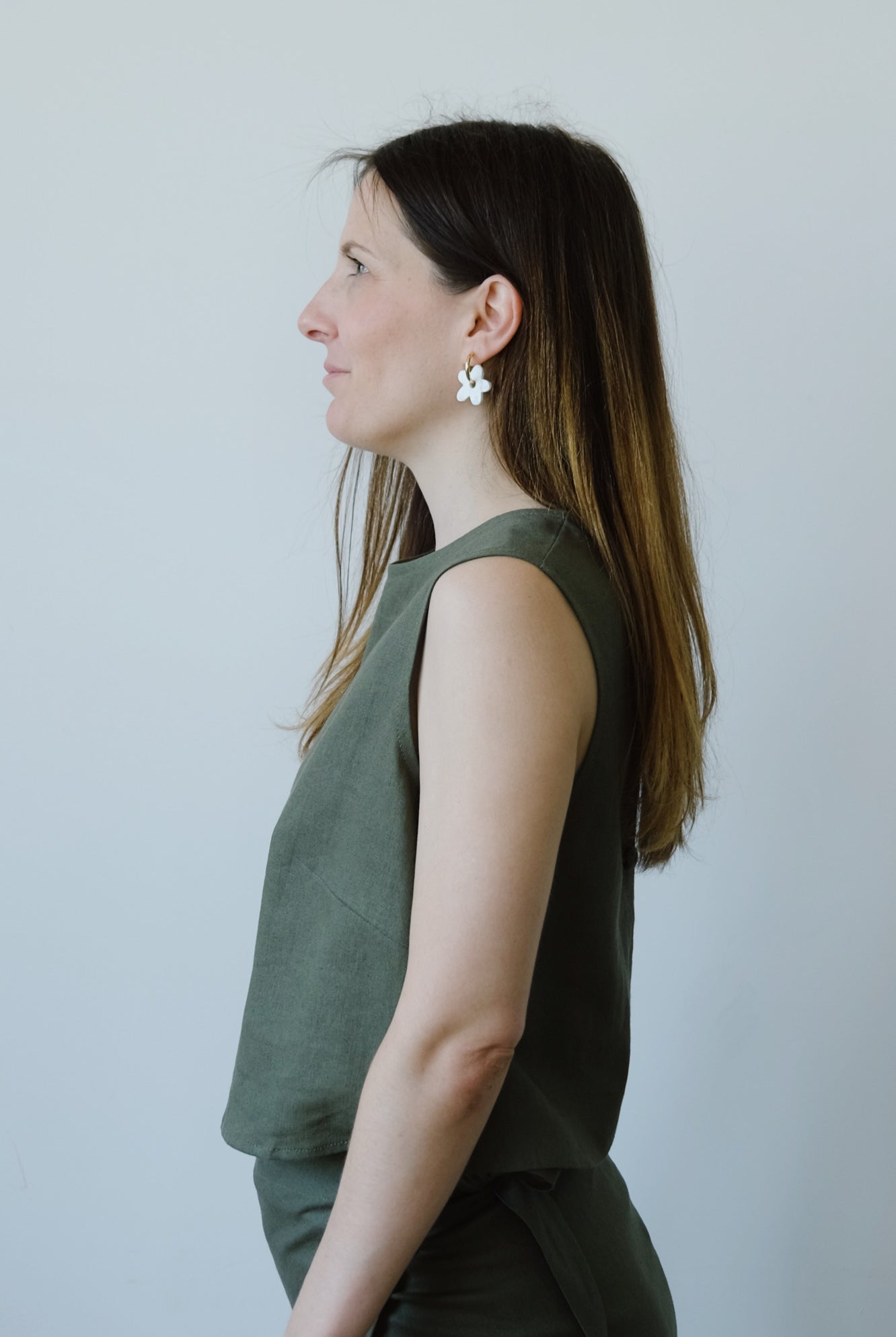 linen top - ANNA LISA - olive - collab zürich