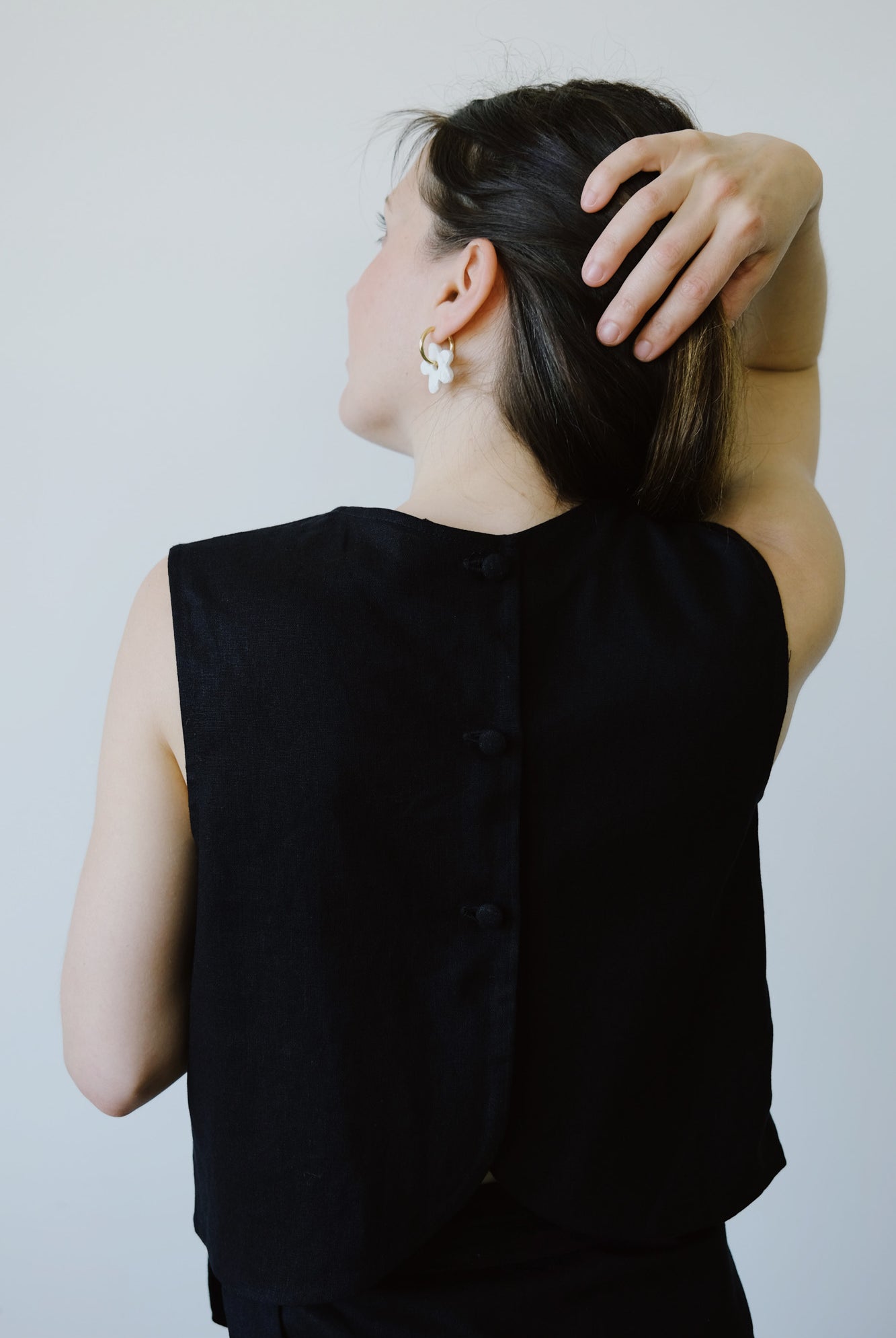 linen top - ANNA LISA - black - collab zürich
