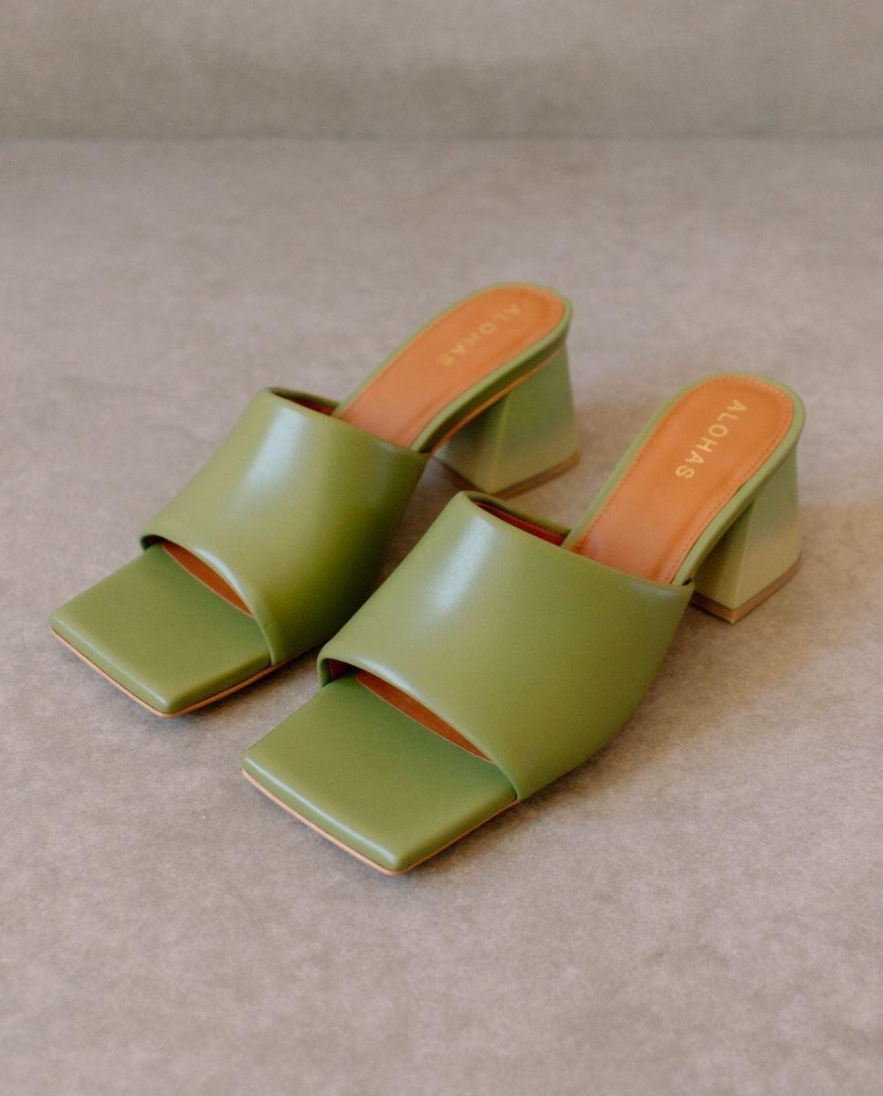 leather sandals - brushed - evergreen - collab zürich