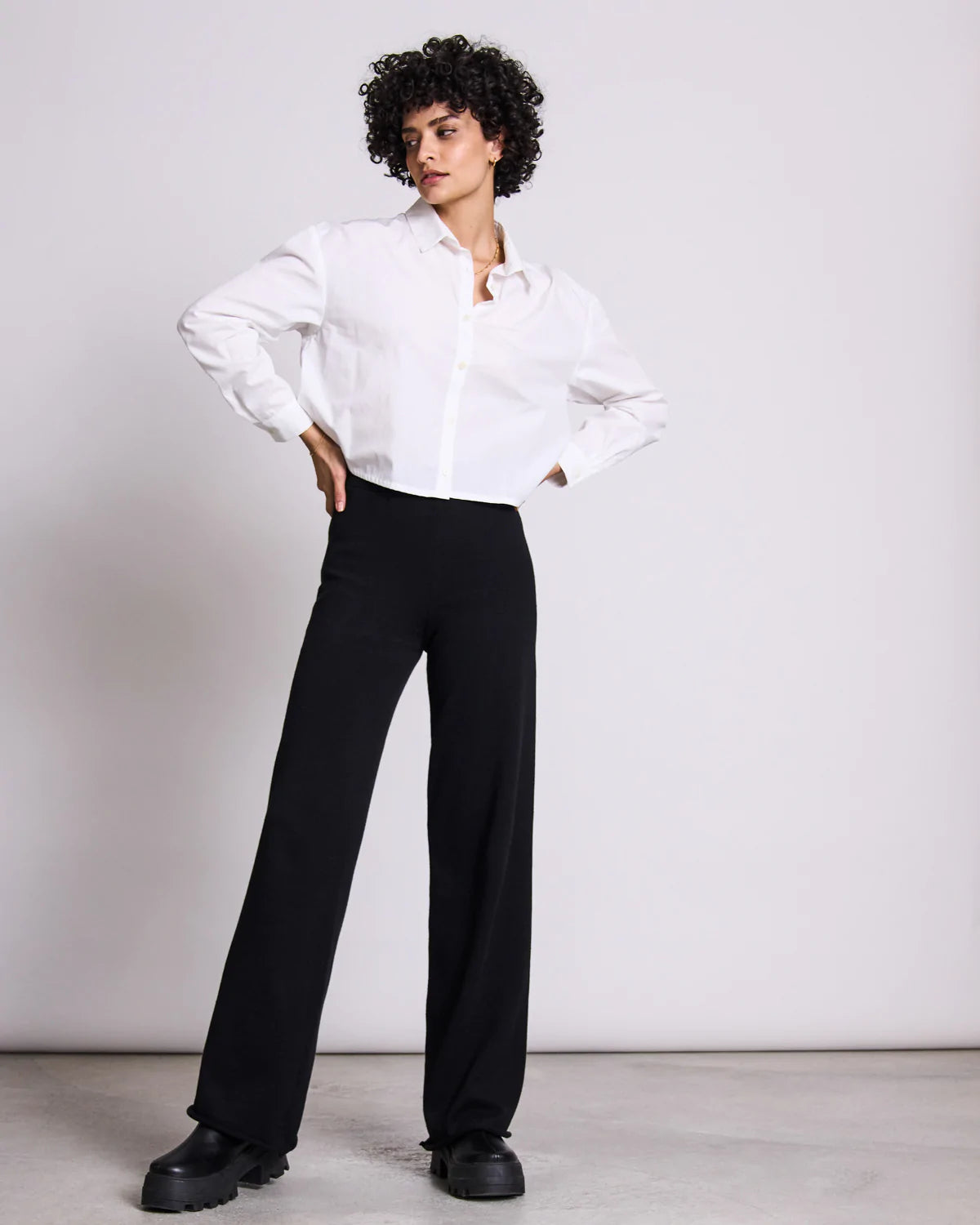 cotton knit pants - ana - black - collab zürich
