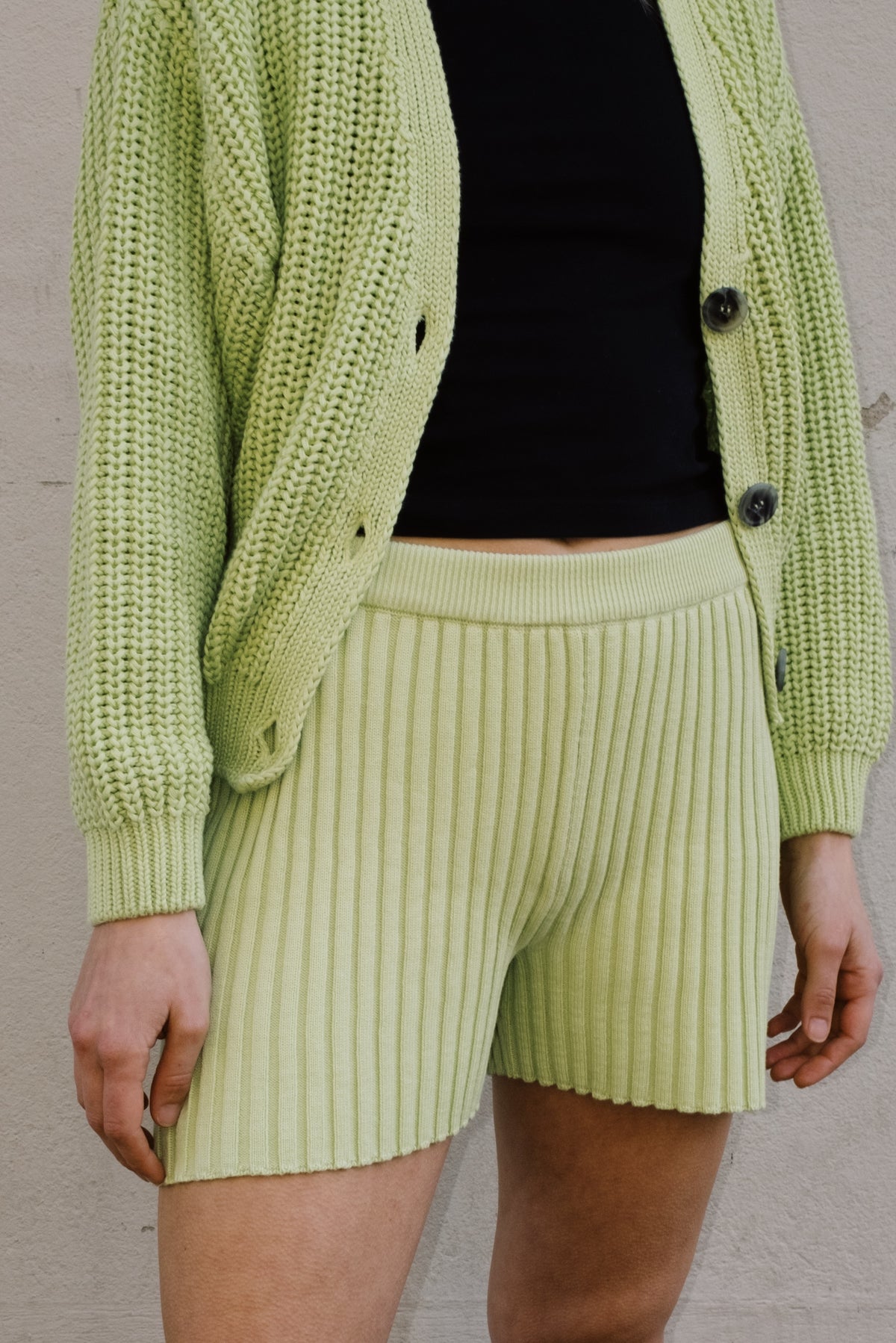 knit shorts - idoia - matcha - collab zürich